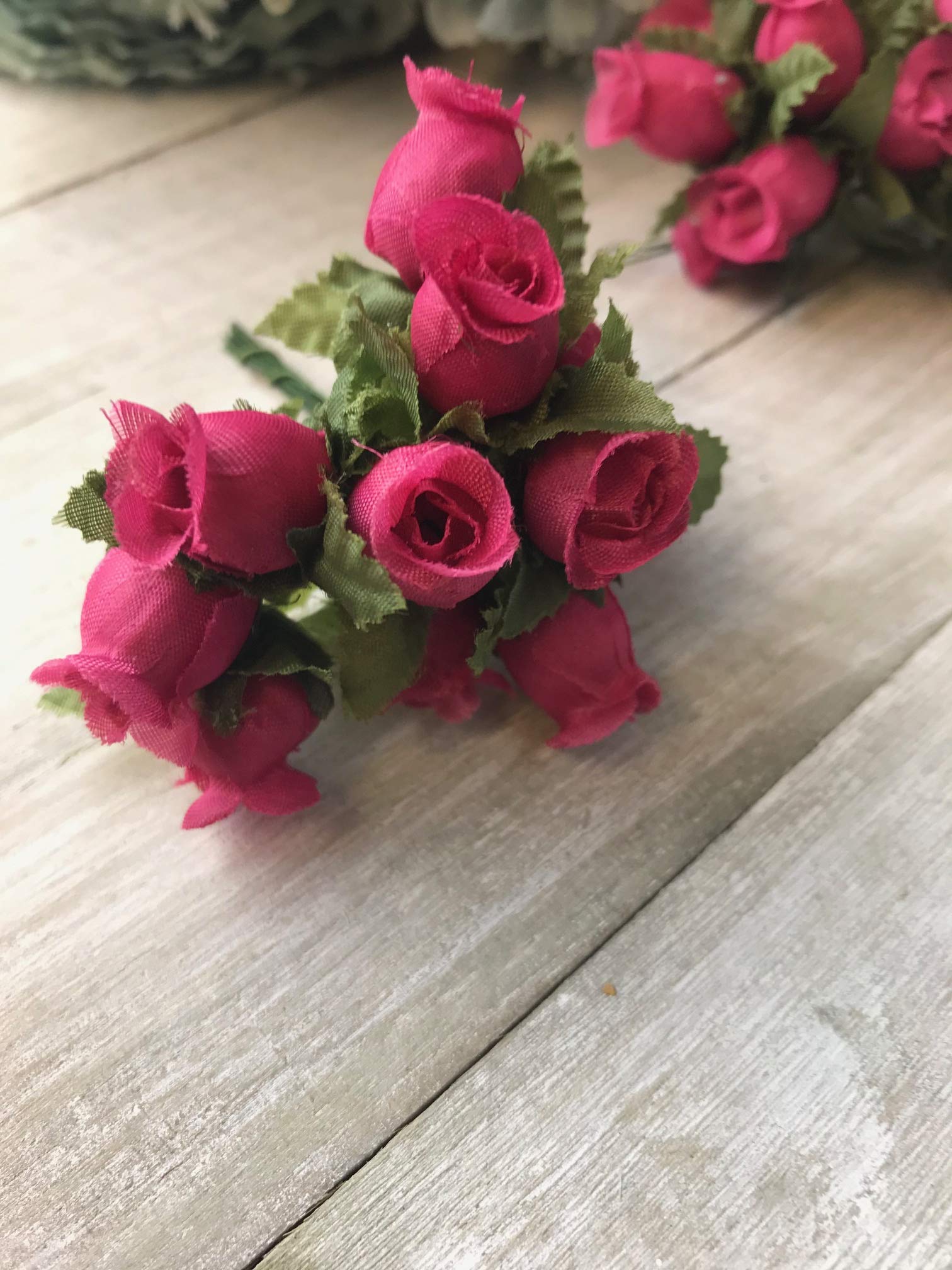 144 Pcs Mini Silk Rose Flowers for DIY Scrapbooking, Valentines, Anniversaries - Handmade Fuchsia Polyester Roses for Bouquets, Crafts, and Embellishments | Perfect for Wedding Favors, Home Decor, and Gift Wrapping