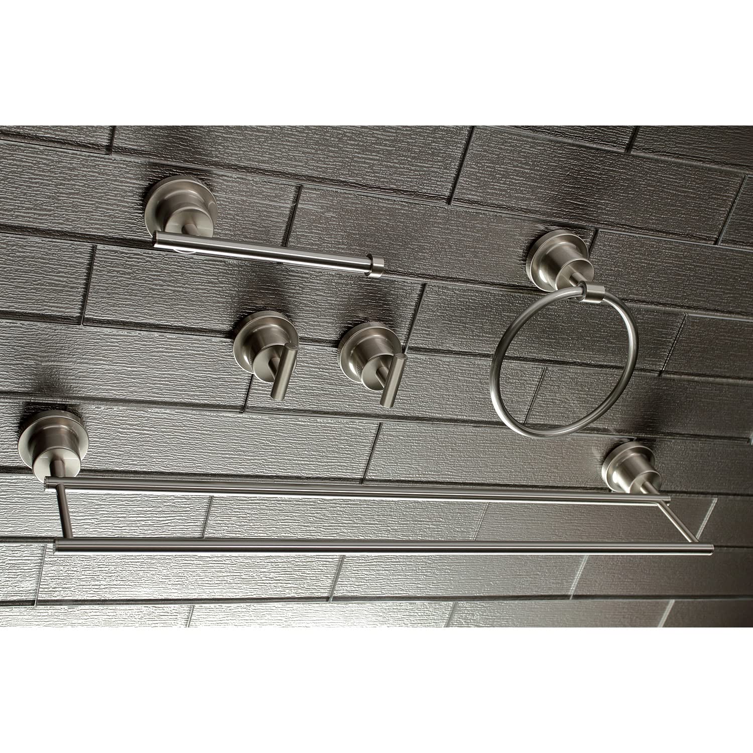 Kingston Brass BAH8213478PB Concord 5-Piece Bathroom Accessory Set in Polished Brass - Shower Shelf, Towel Bar, Robe Hook, Toilet Paper Holder - Perfect for Modern Bathroom Decor