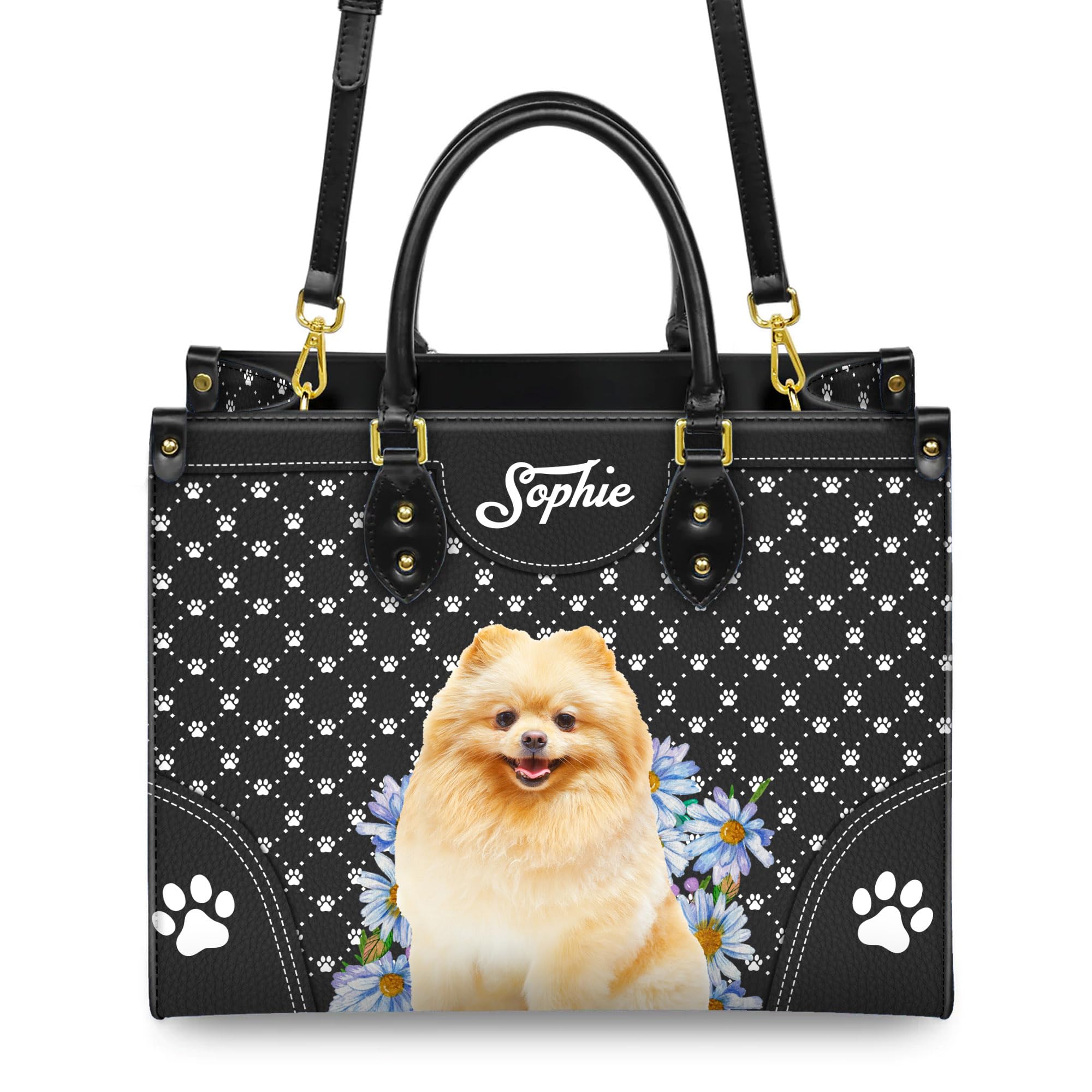 Custom Personalized Pomeranian Dog Handbags - Engraved Leather Shoulder Bags & Purses for Dog Moms - Unique Gift for Dog Lovers - Perfect for Daily Use, Travel & Special Occasions