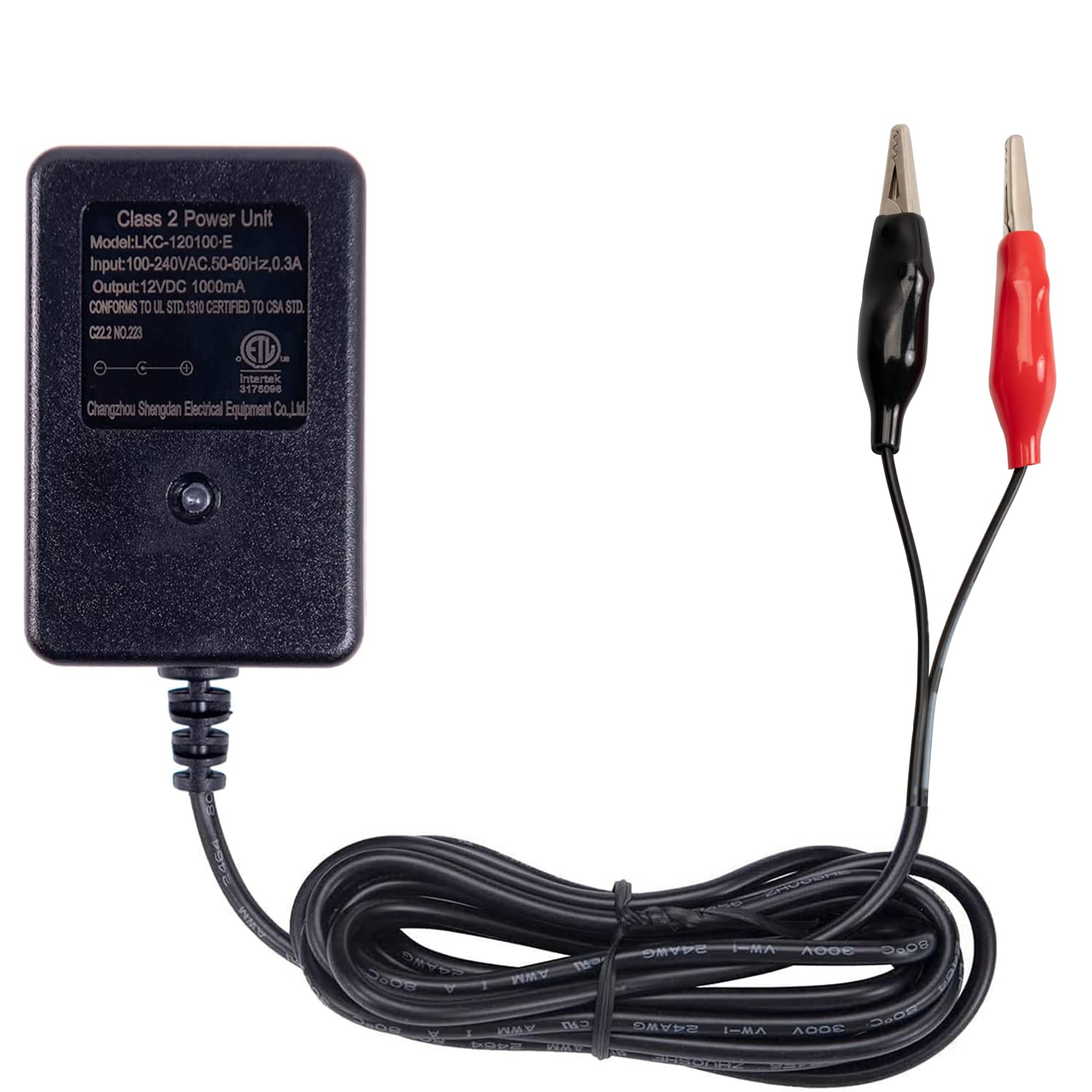 12V 1A Portable Smart Battery Charger for Lead Acid Batteries with Alligator Clips - Ideal for Cars, Motorcycles, Boats & Power Equipment Maintenance