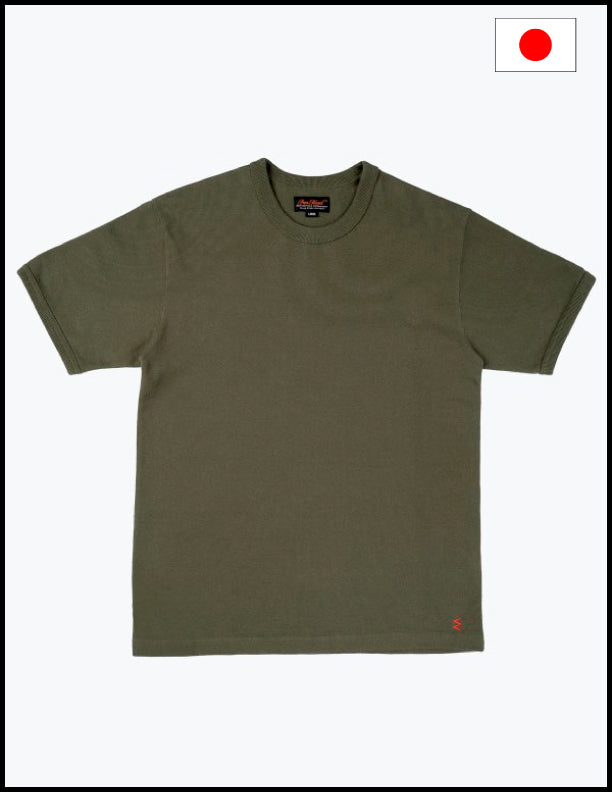 Iron Heart IHT 1600 11oz Heavyweight Cotton Knit Crew Neck T-Shirt for Men - Olive Green Casual Tee | Perfect for Streetwear, Workwear & Everyday Comfort