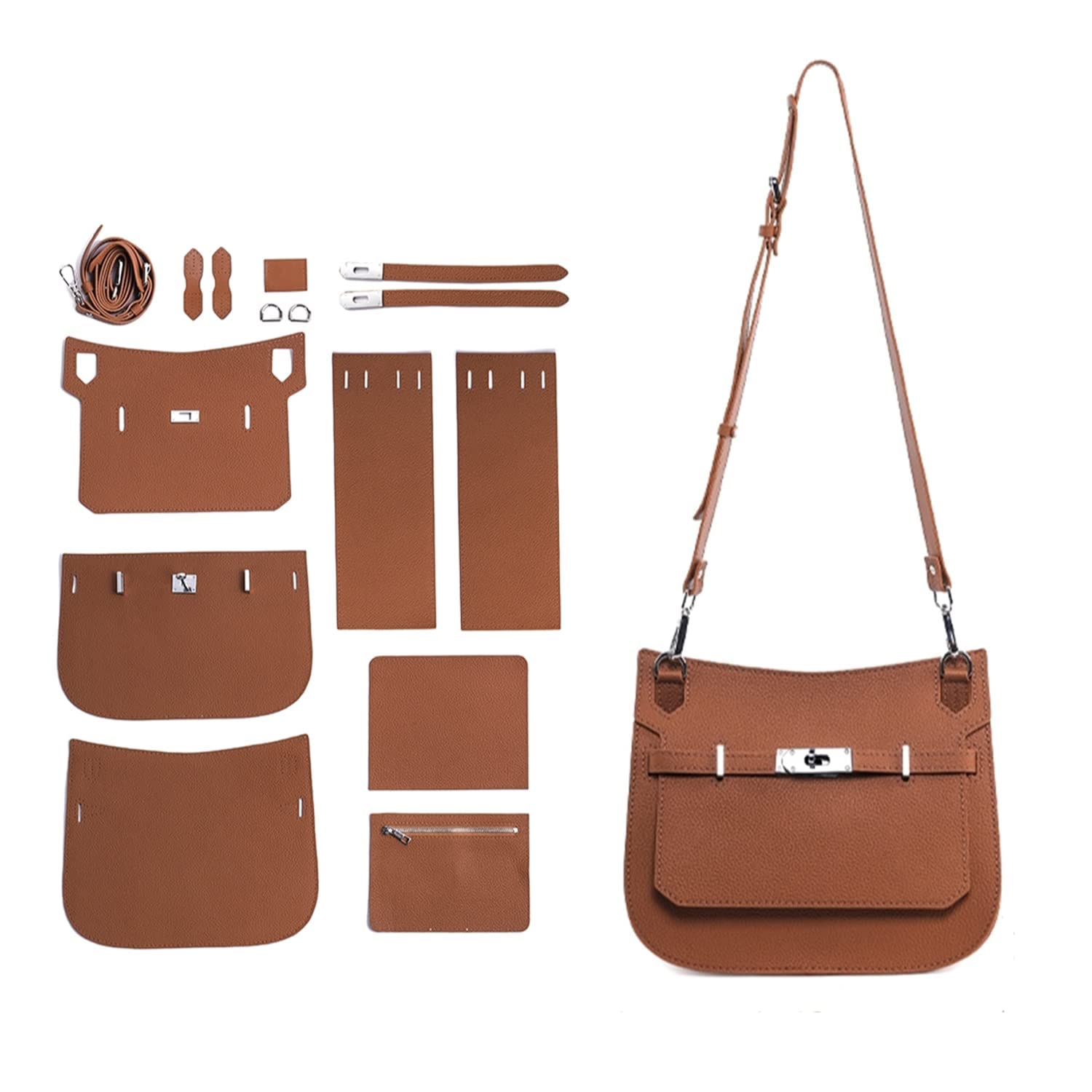 POPSEWING Designer Crossbody Bag DIY Kit for Girls - Leather Craft & Sewing Kit for Shoulder Bags, Personalized Gifts for Teens & Women (Brown) | Perfect for Birthday Presents, Fashion Accessories & Craft Projects