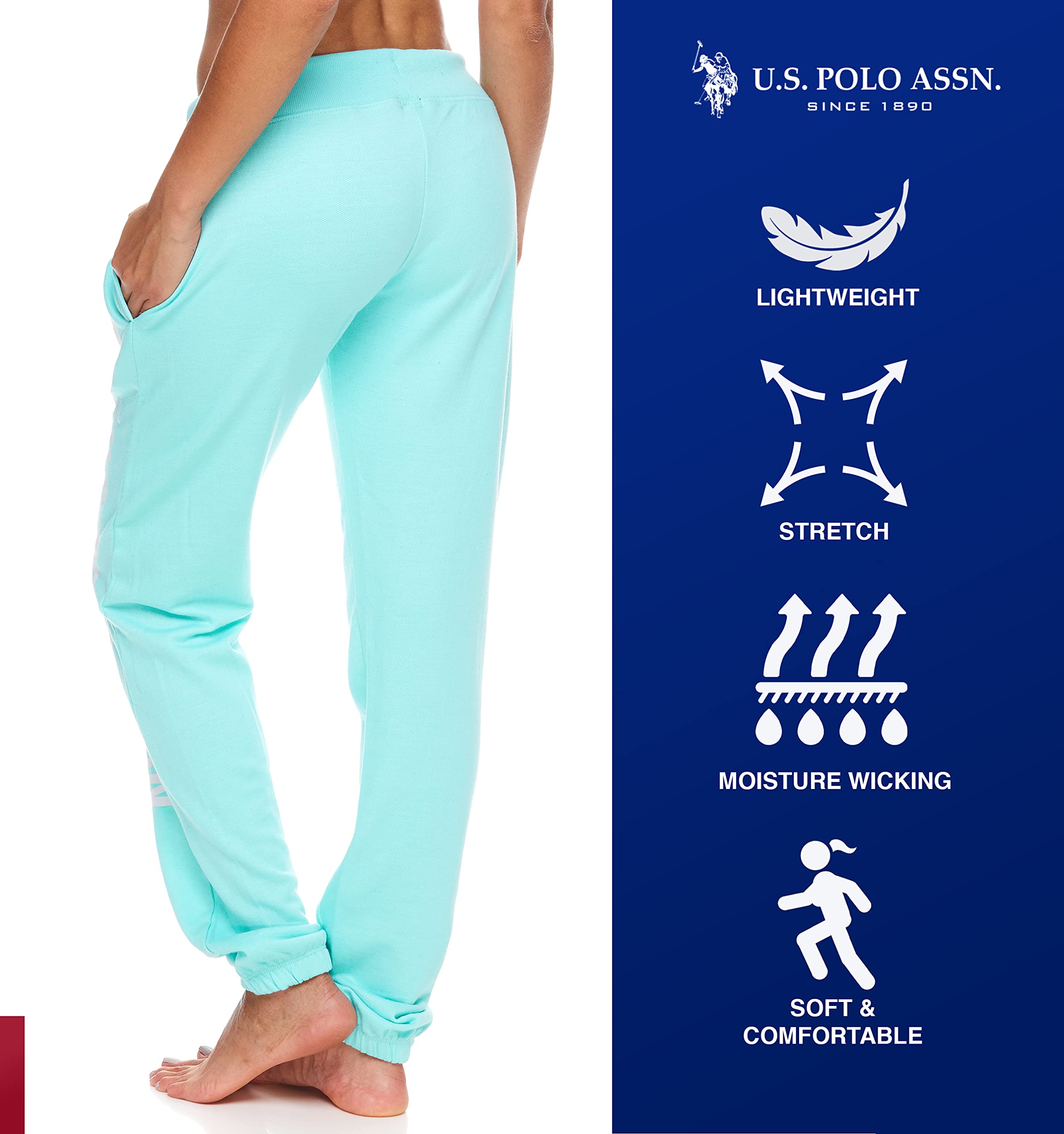 U.S. Polo Assn. Women's Essential French Terry Joggers with Pockets - Soft, Breathable Sweatpants for Lounge & Workout | Perfect for Yoga, Running & Casual Wear