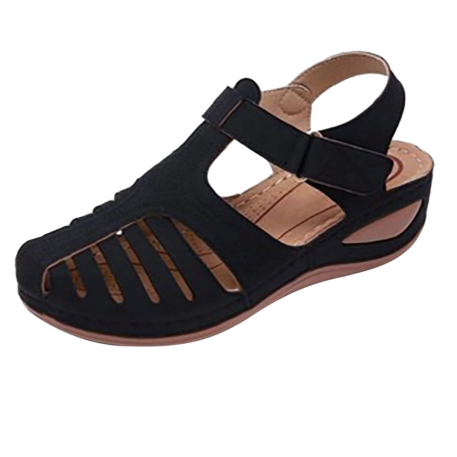Women's Comfortable Closed Toe Hollow Sandals - Casual Low Wedge Cutout Flats for Walking, Driving & Outdoor Activities | Perfect for Beach, Vacation & Summer Wear