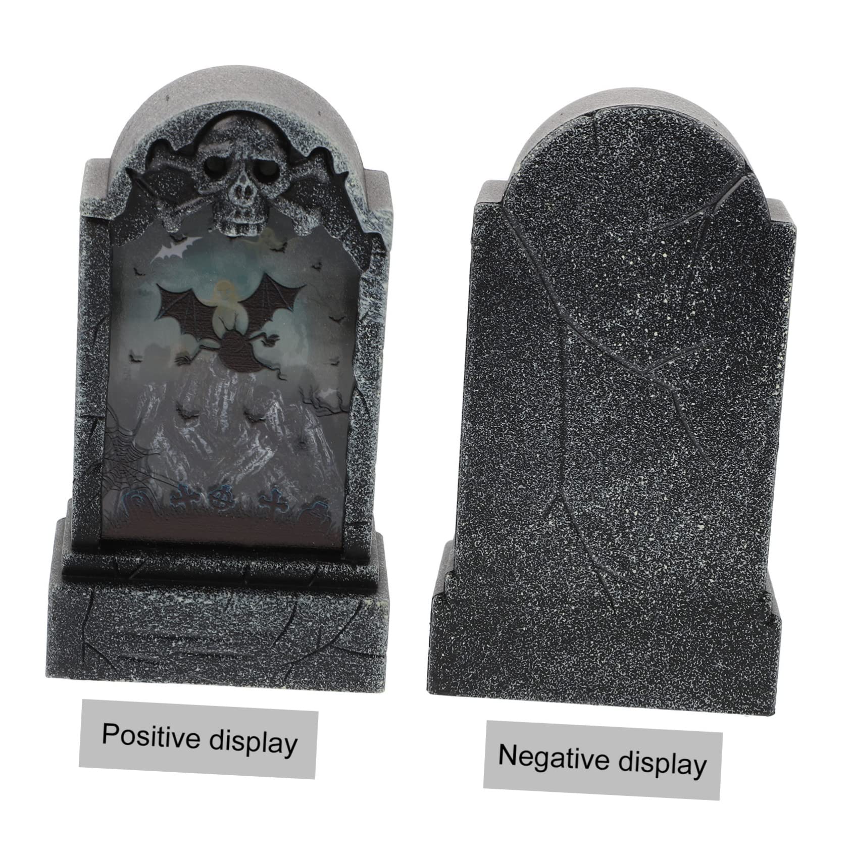 Abaodam 3 Pack Halloween Tombstone LED Lights - Spooky Ghost Decor for Dinner Table, Party, Outdoor Yard - Skeleton Photo Prop for Halloween Decorations