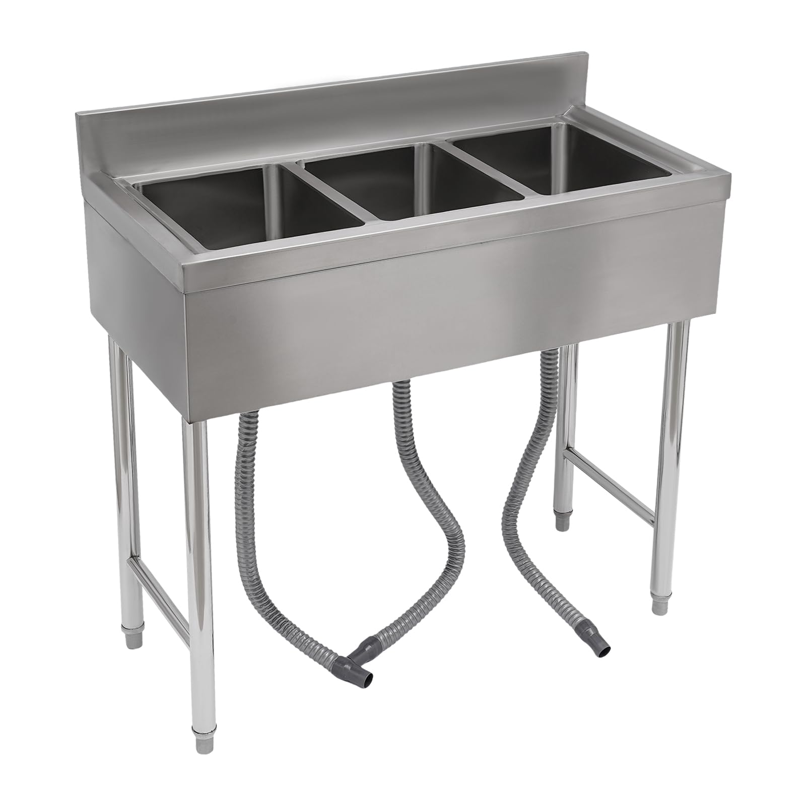 Premium 3-Compartment Stainless Steel Commercial Kitchen Sink Set with Faucet & Drainboard - Heavy Duty Restaurant Prep Sink for Indoor/Outdoor Use, Food Washing, Dish Cleaning & Hand Basin Utility