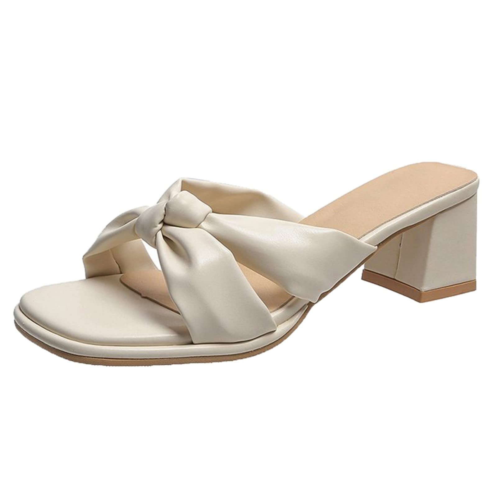 Women's Chunky Heel Sandals - High Heel Brown & White Casual Sandals for Ladies | Perfect for Summer Outfits, Beach Vacations & Date Nights