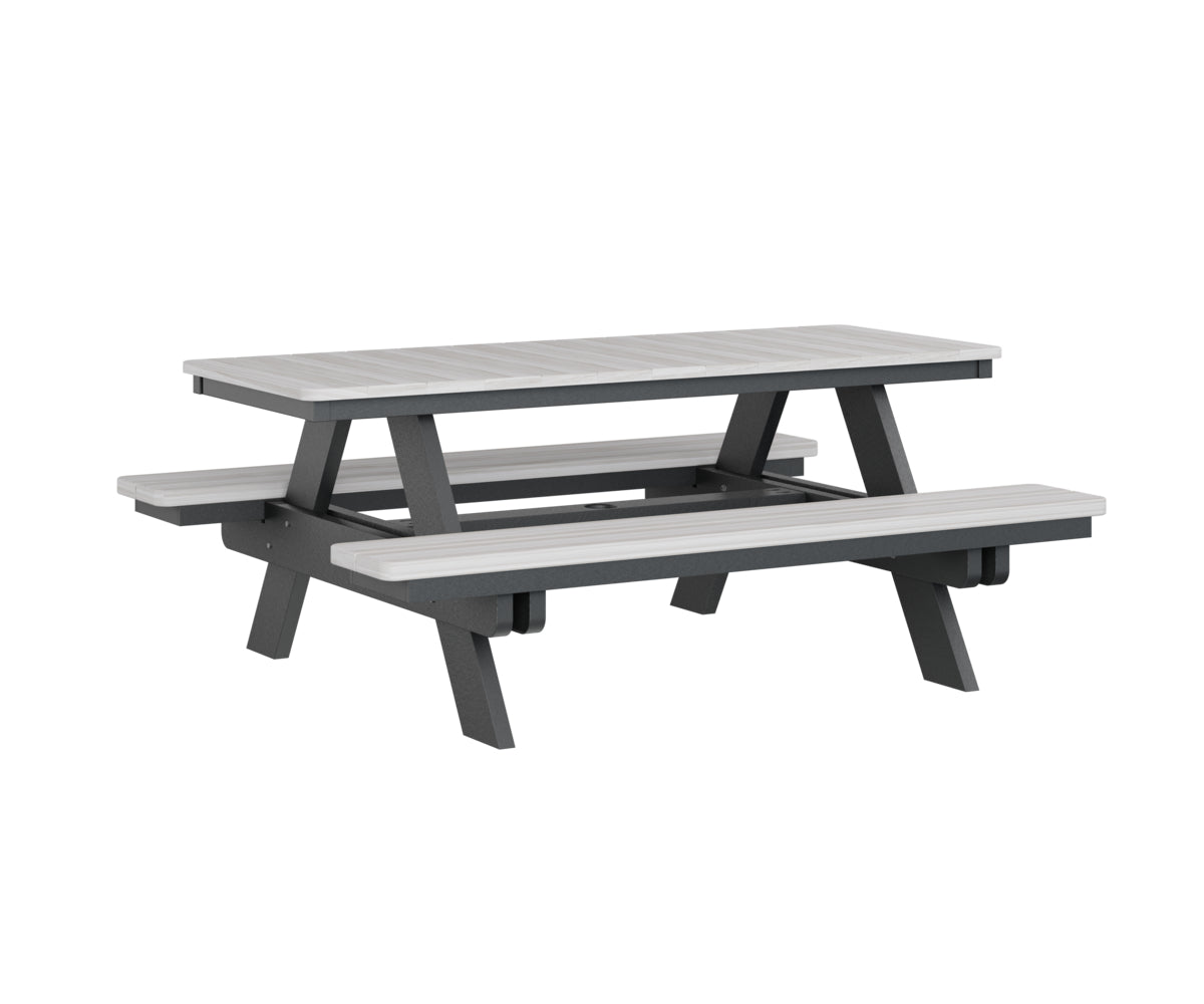 Berlin Gardens Rectangular Picnic Table - Outdoor Dining Set for Patio, Backyard, and Park - Heavy Duty Weather-Resistant Wooden Picnic Bench with Umbrella Hole