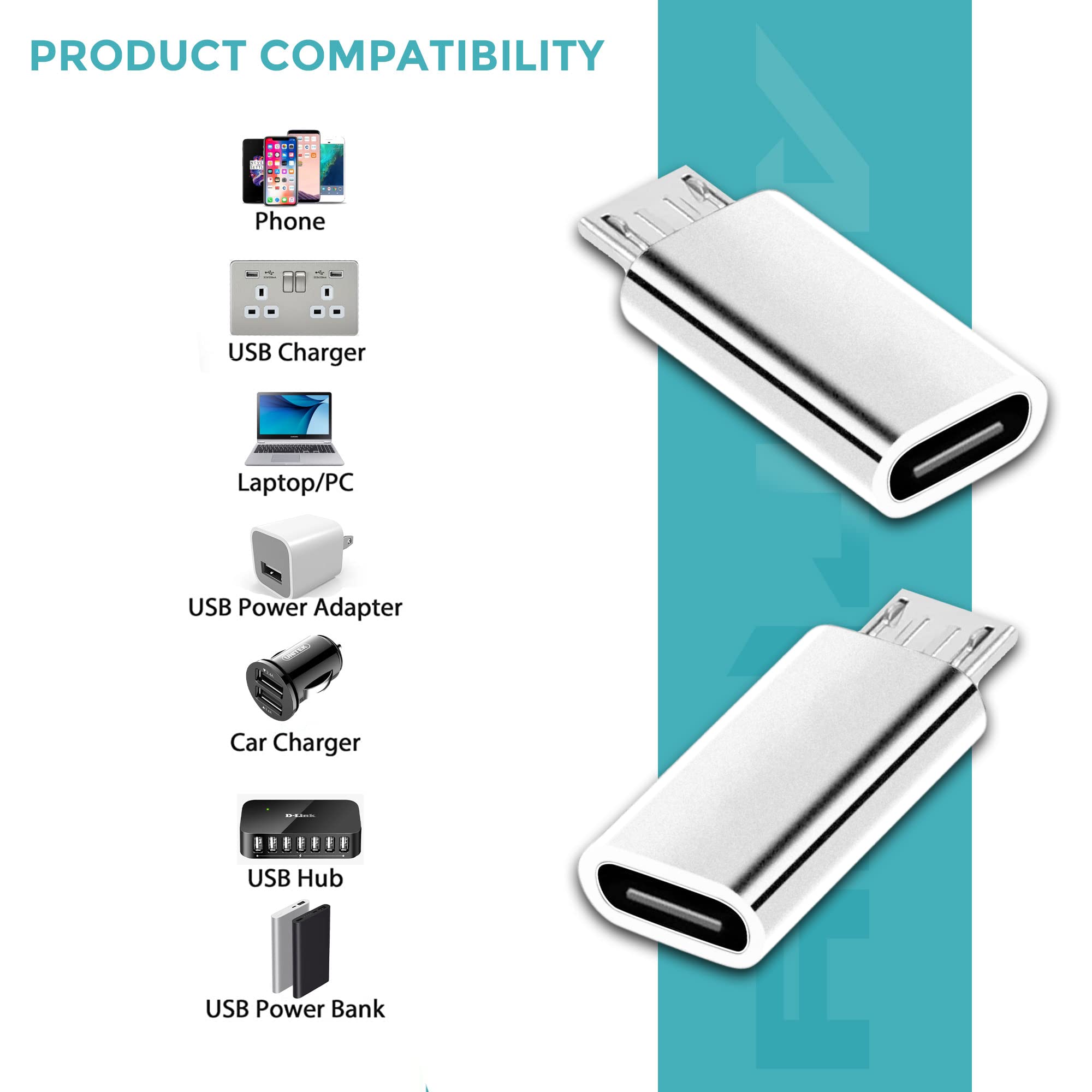 3-Pack USB C to Micro USB Adapter Cable - Fast Charging & Data Sync - Compatible with Samsung Galaxy, Android Phones, PS4 & More - Perfect for Home, Office & Travel Use