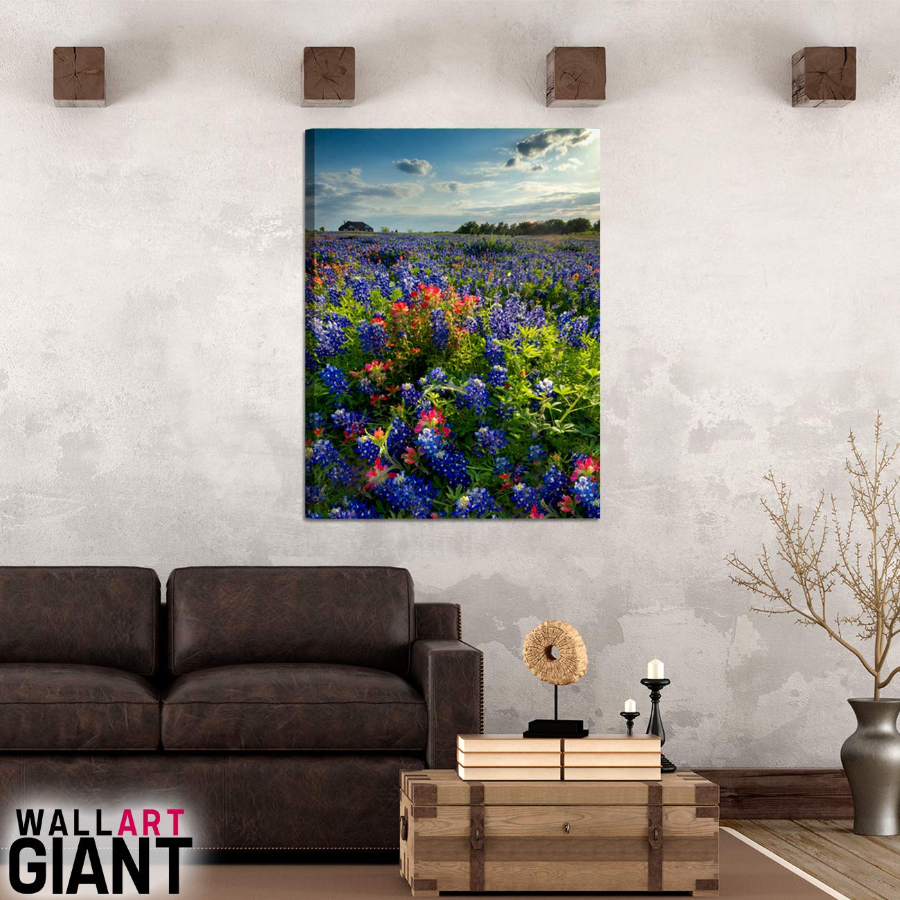 Blue Bonnet Field IV - Premium Canvas or Framed Wall Art Print - Multiple Size Options - Perfect for Living Room, Bedroom & Office Decor