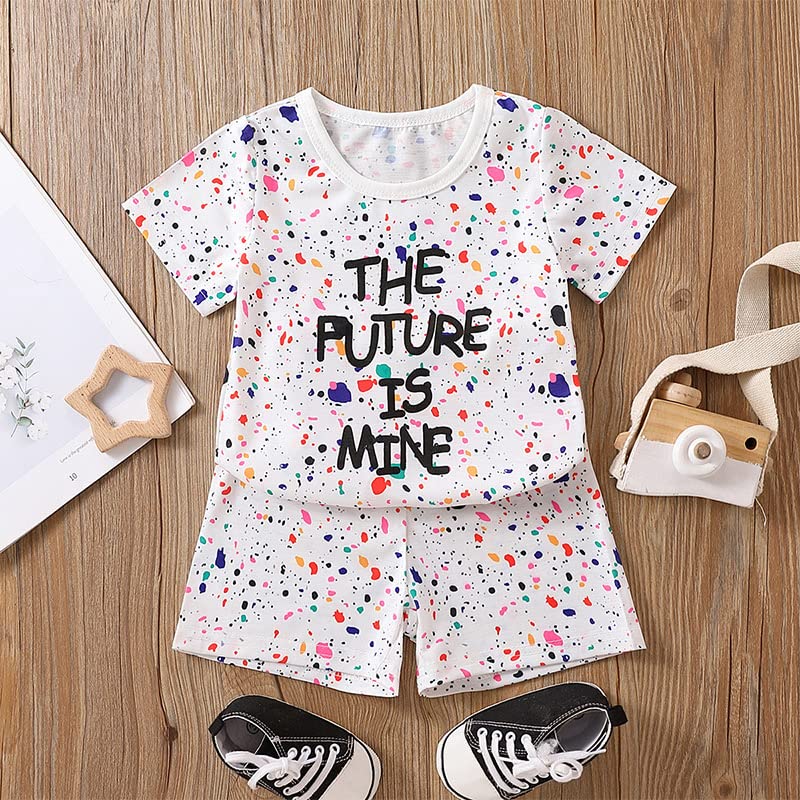 Googogaaga Boys' Cotton Printed White T-Shirt and Shorts Set - Comfortable Baby Boys' Outfit for Playtime, Summer & Casual Wear