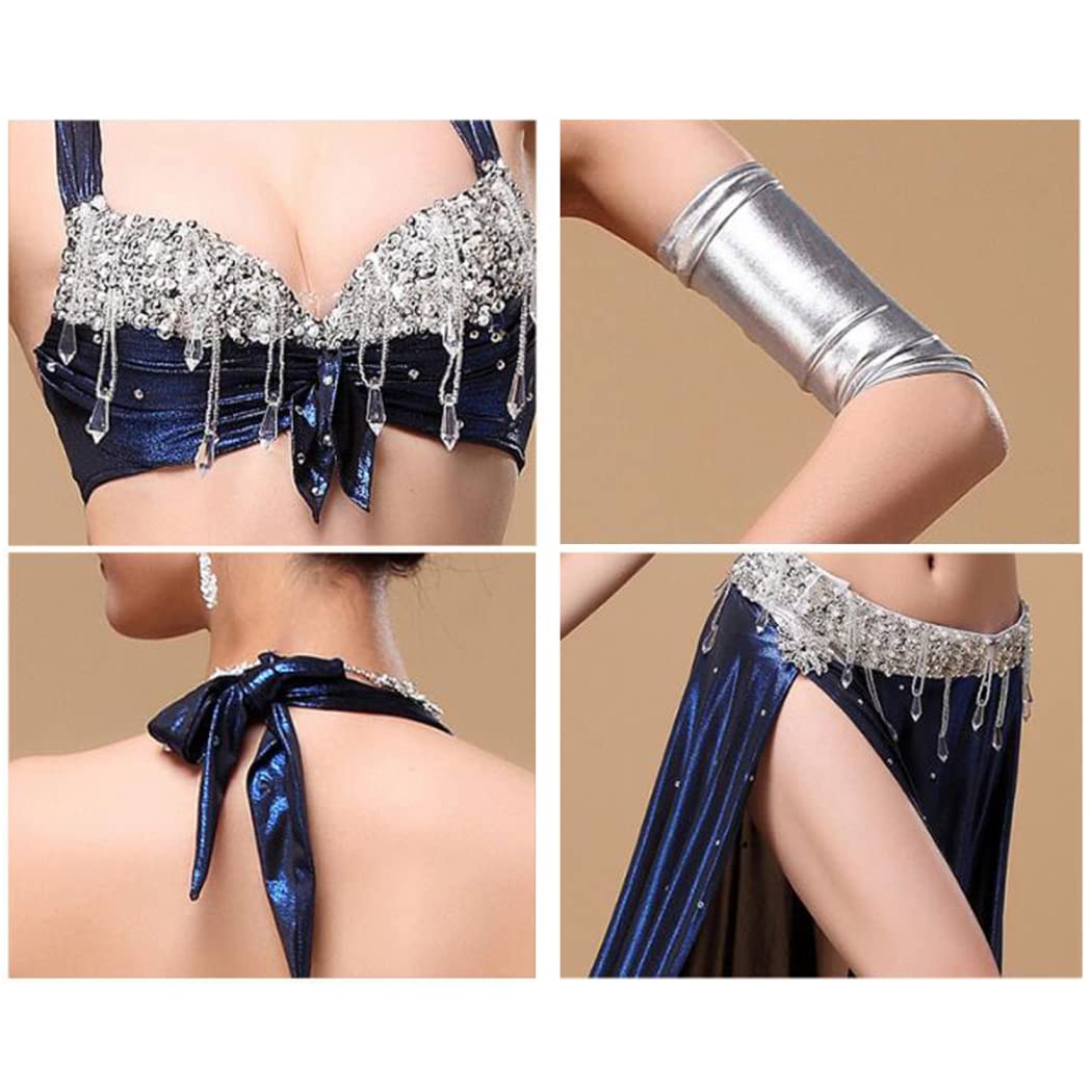 Belly Dance Costume for Women - Professional Belly Dancer Outfit with Top Bra & Ruffled Skirt Set | Perfect for Performances, Halloween, and Dance Parties