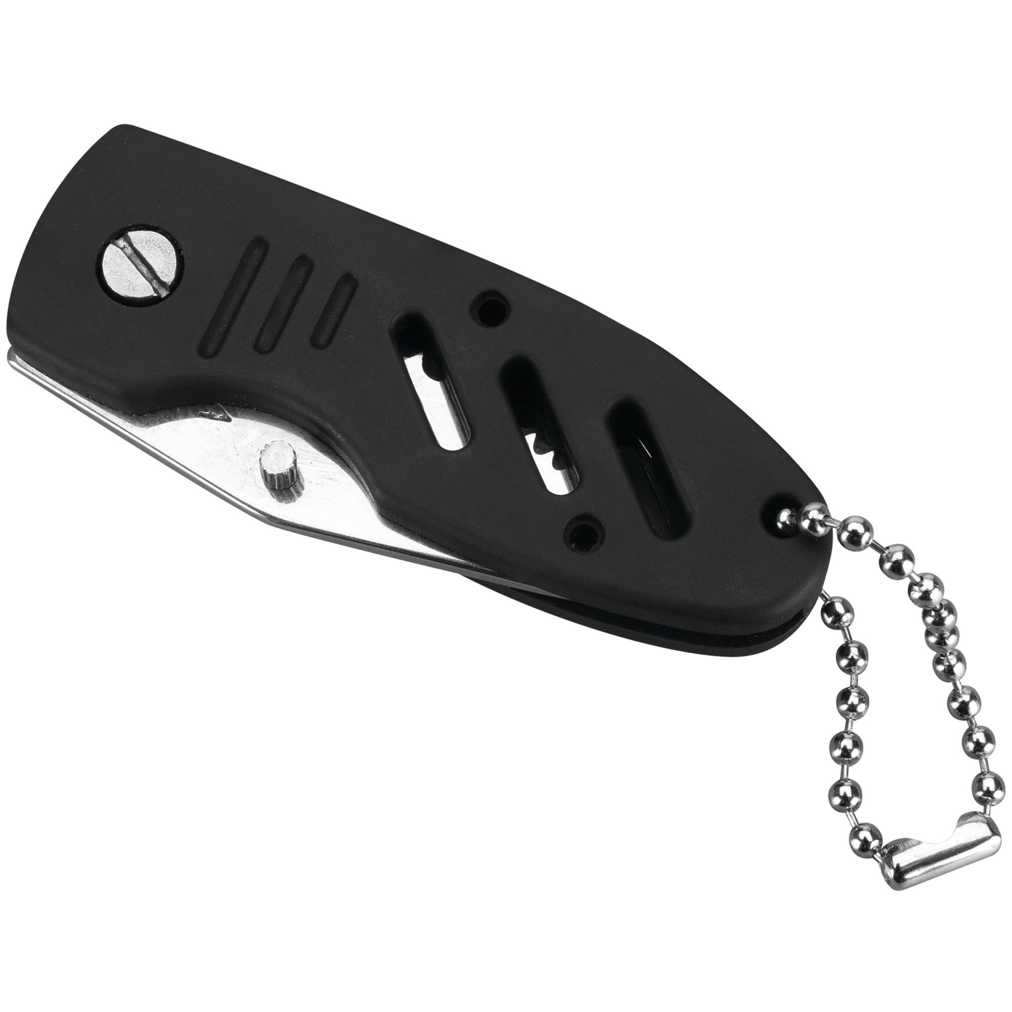 Performance Tool W3232 Folding Pocket Knife with Liner Lock - Rubberized Non-Slip Handle, Keychain Attachment - Perfect for Camping, Hiking, Everyday Carry (EDC), and Outdoor Adventures