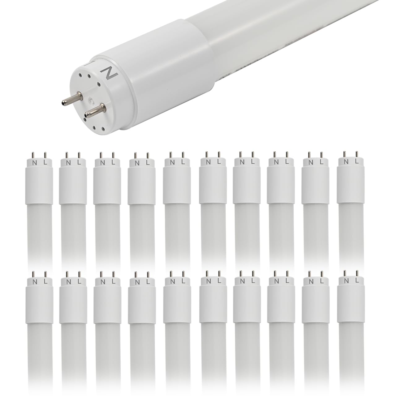20 Pack 4FT LED T8 Tube Lights, 24W 5000K Daylight, Type A+B (Plug & Play/Ballast Bypass), T10 T12 Fluorescent Replacement, Frosted Cover - Perfect for Office, Garage, Warehouse & Commercial Lighting