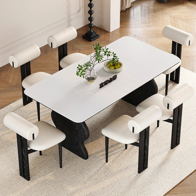 Modern Designer Dining Table Set for 6 - Elegant Wooden Kitchen Table with Chairs - Perfect for Family Meals, Dinner Parties & Small Spaces