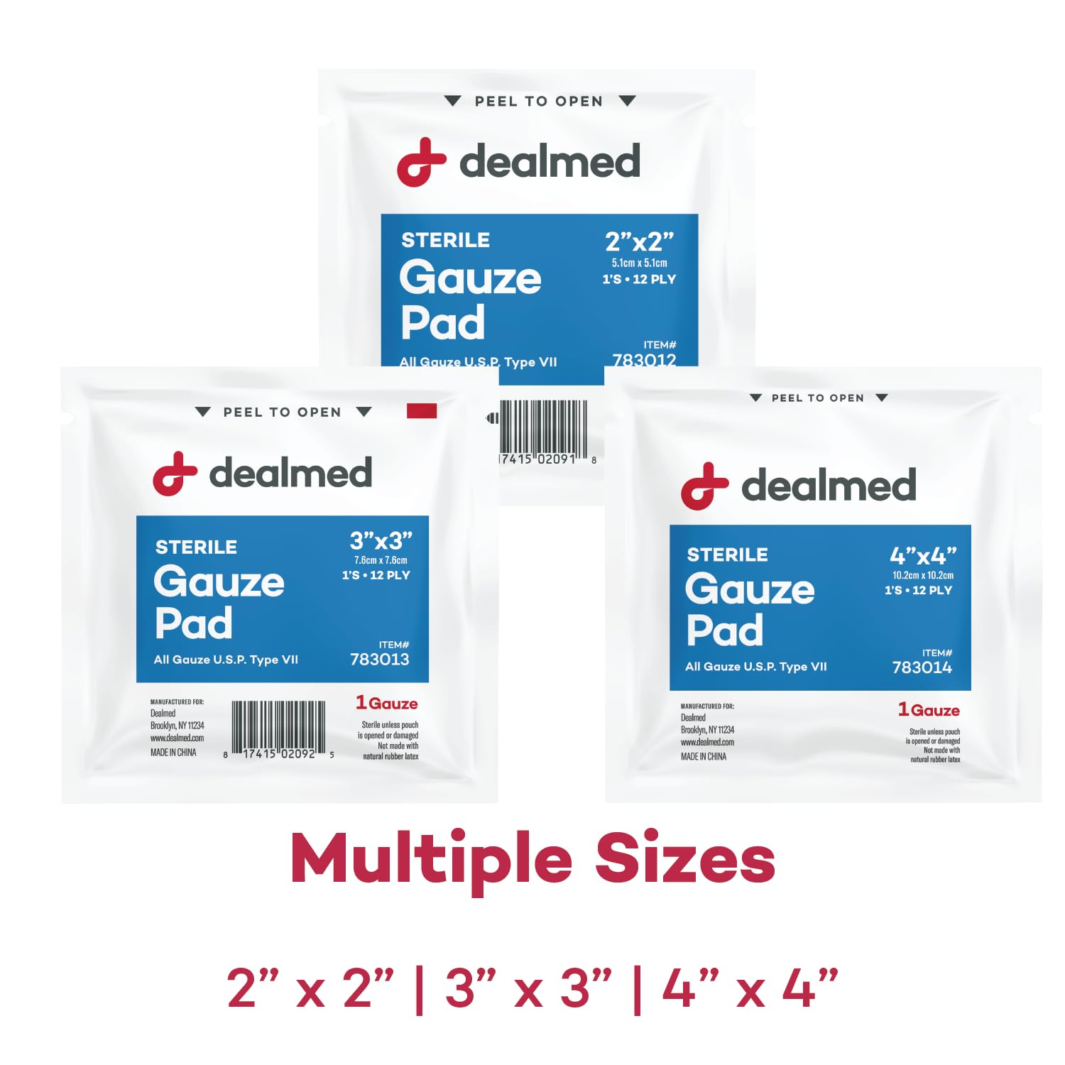 Dealmed 4x4 Inch Sterile Gauze Pads - 100 Count Individually Wrapped Wound Dressing for First Aid, Burns & Cuts | Medical Grade Non-Woven Gauze for Hospitals, Clinics & Home First Aid Kits (Pack of 12 Boxes) - Ideal for Emergency Care, Post-Surgical Wound Dressing & Daily First Aid Needs