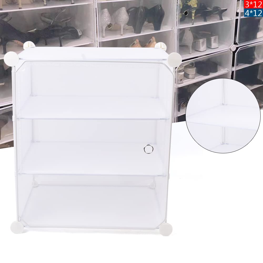 DNYSYSJ 12-Tier Stackable Shoe Rack Organizer - Clear Plastic Modular Shoe Storage Cabinet for 96 Pairs | Expandable Shoe Boxes for Heels, Boots & Slippers | Perfect for Closet, Bedroom & Entryway Organization