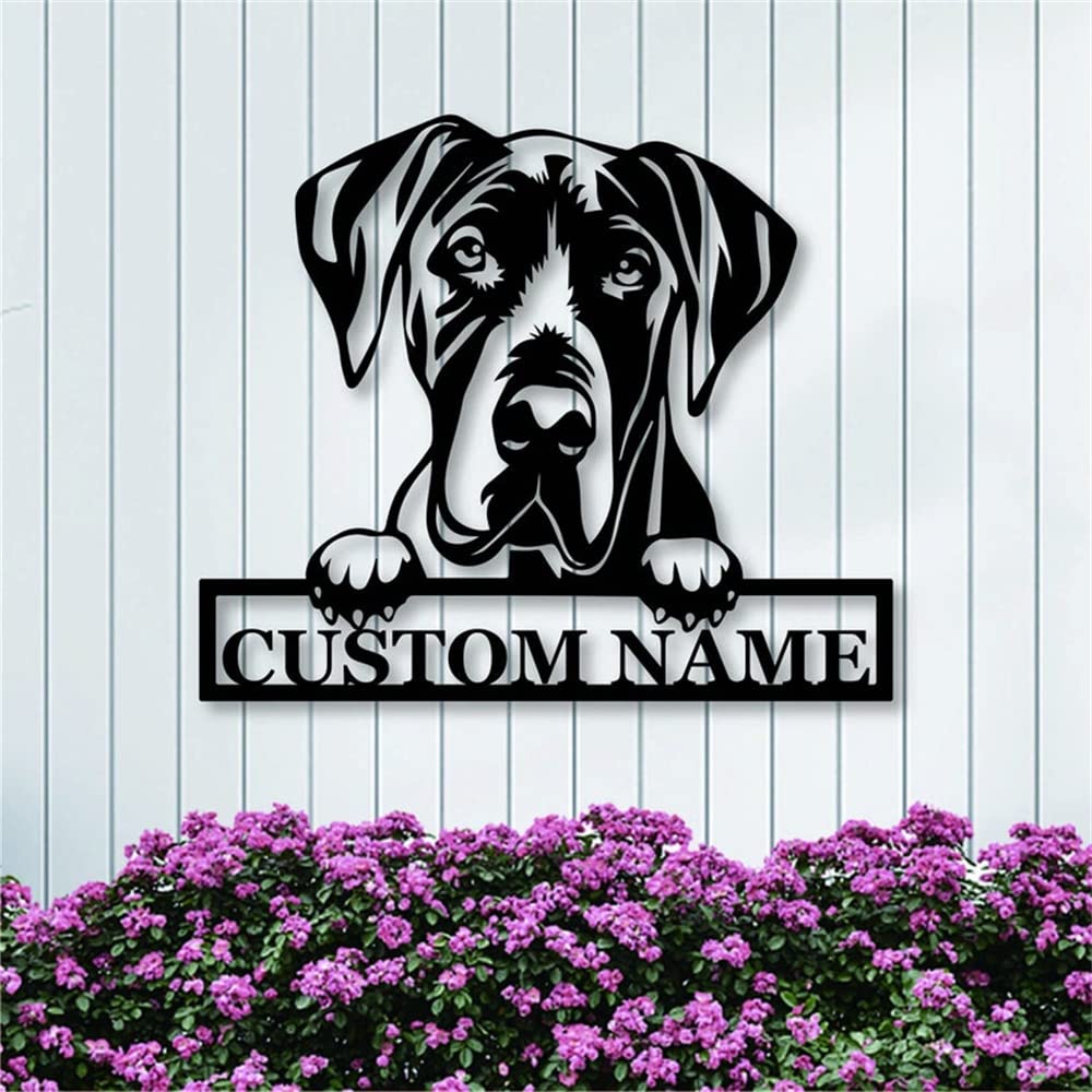 Custom Great Dane Dog Metal Sign - Personalized Dog Name Plaque - Rustic Home & Outdoor Decor - Metal Wall Art for Pet Lovers - Unique Housewarming Gift for Dog Owners - Perfect for Living Room, Patio, or Kennel