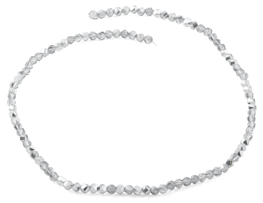 4mm Grey Twist Round Faceted Crystal Beads for Jewelry Making - DIY Bracelets, Necklaces & Earrings - Premium Czech Glass Beads for Crafting and Fashion Accessories
