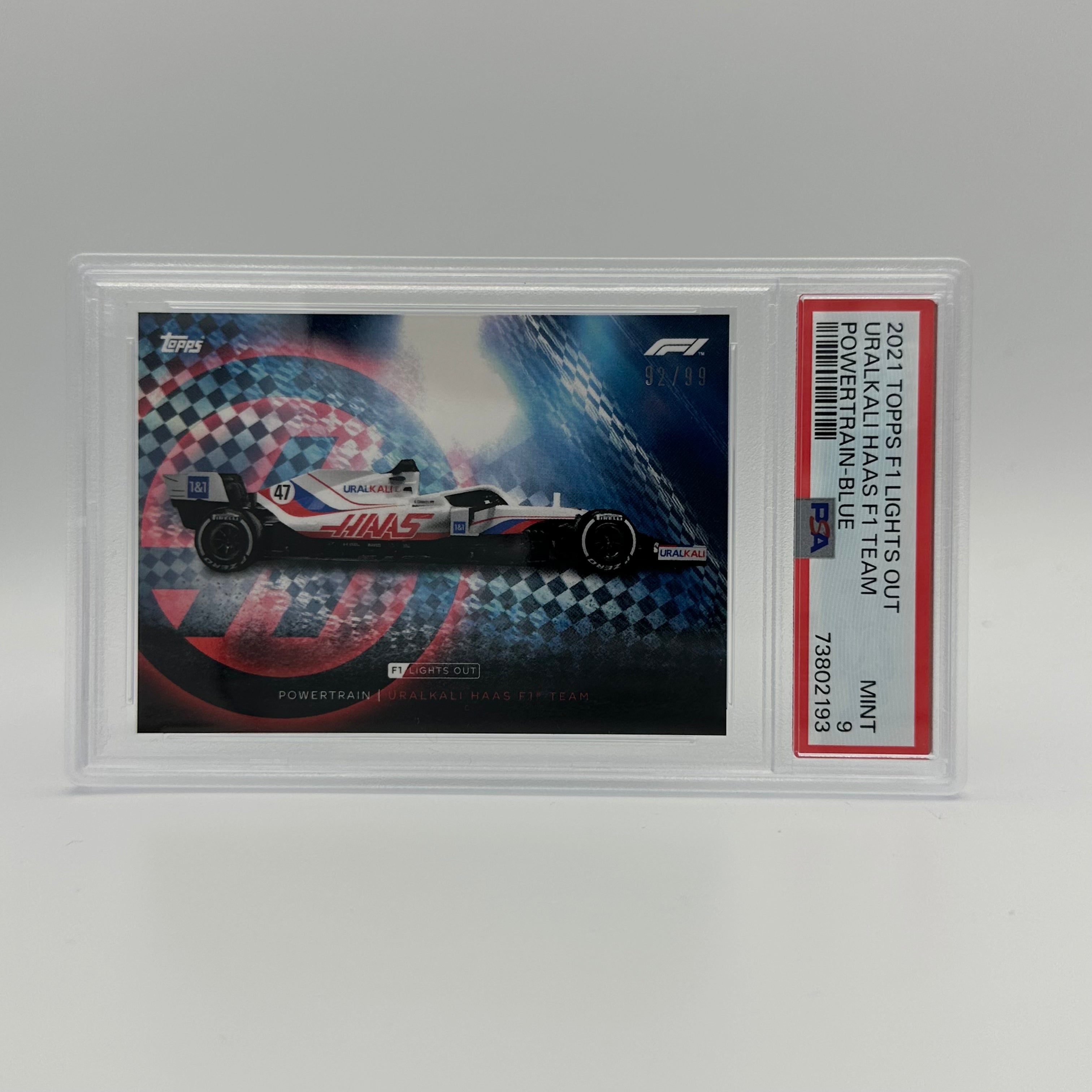 PSA 9 Graded 92/99 Uralkali Haas F1 Team PowerTrain Blue - Rare F1 Collectible for Racing Fans & Memorabilia Display