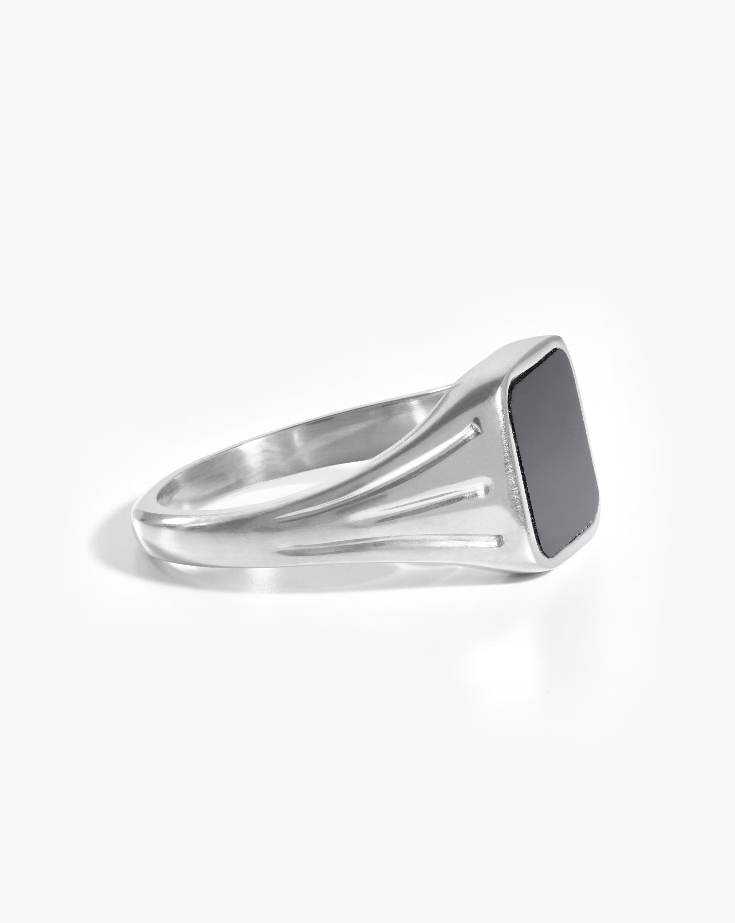 Lucy Williams Square Signet Ring - Sterling Silver with Black Spinel | Elegant Minimalist Jewelry for Women | Perfect for Everyday Wear, Gifts & Special Occasions