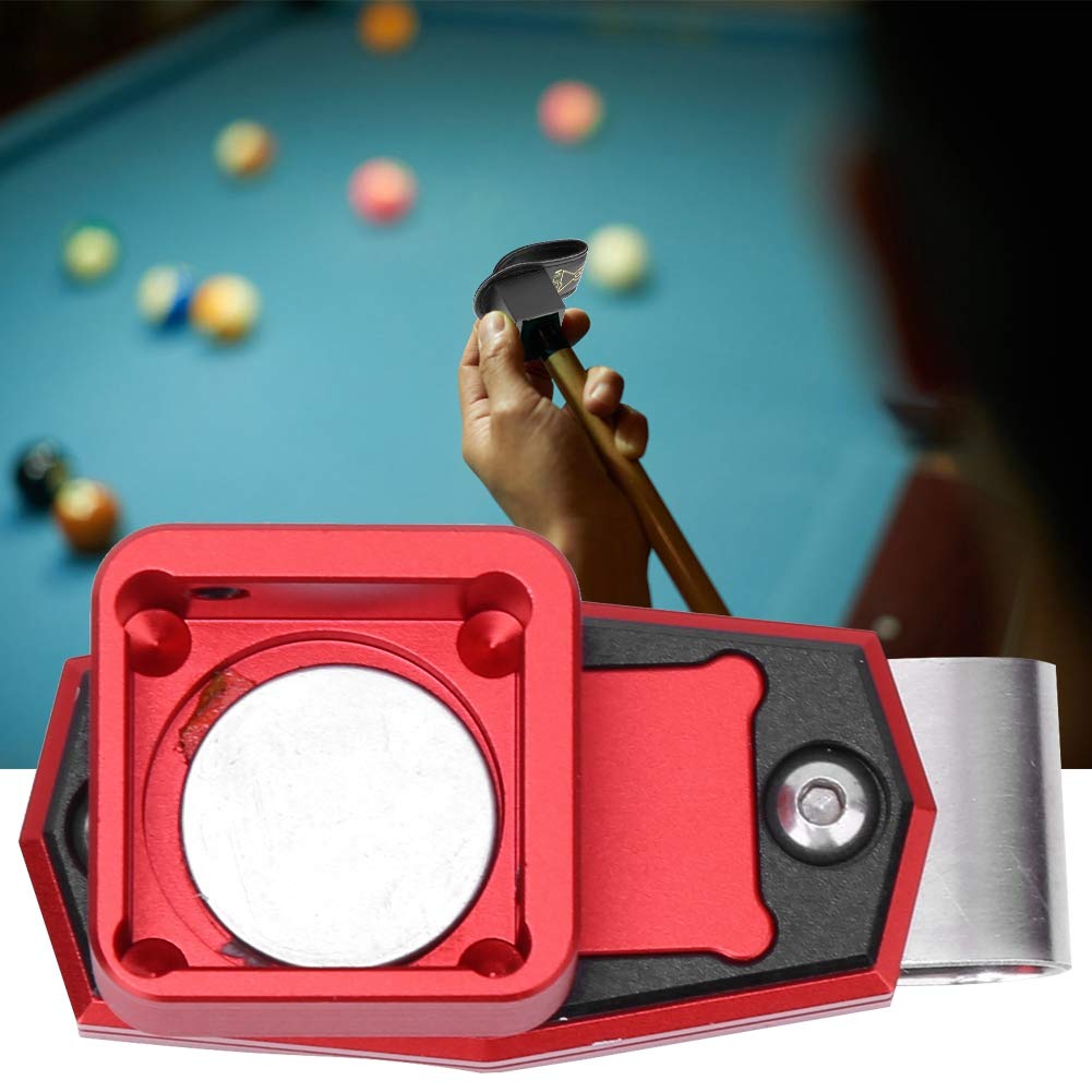 Alvinlite Magnetic Billiard Chalk Holder - Universal Portable Pool Chalk Carrier with Clips, Protective Aluminum Alloy Case for Snooker & Pool Cues - Pocket-Sized (Red) - Perfect for Bar, Home & Professional Pool Tables