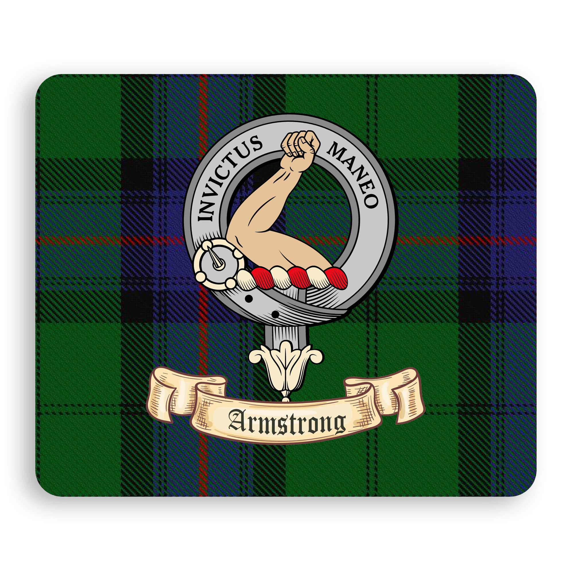 Armstrong Clan Tartan Mouse Pad with Embroidered Crest - Premium Non-Slip Desk Accessory for Office, Gaming & Home Use | Scottish Heritage Gift for Clan Members