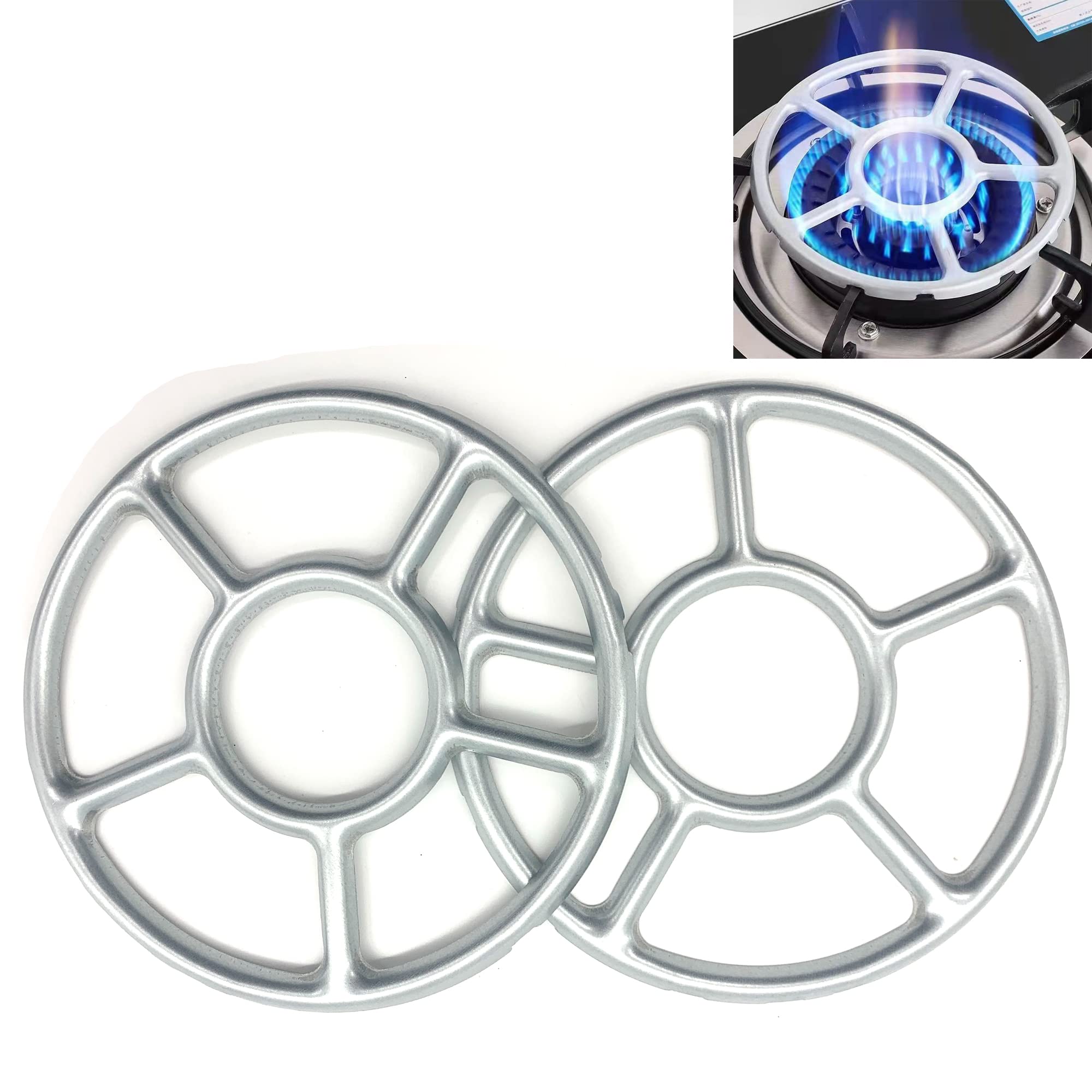 SEABABOO 2PCS Universal Cast Iron Wok Ring Gas Stove Burner Support - 6.9in/17.5cm for Wok Pan & Moka Pot - Durable & Stable Cooking Accessory for Stir-Fry, Deep Frying & Coffee Brewing
