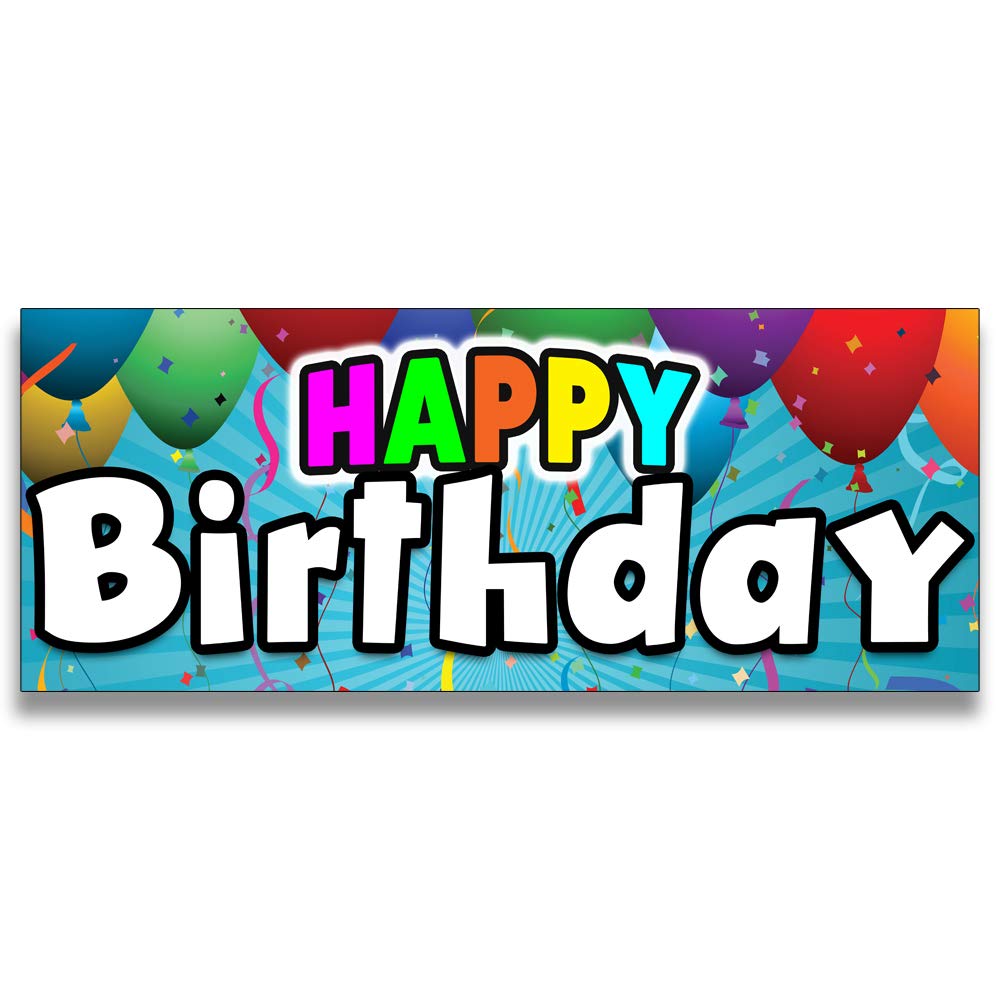 Happy Birthday Vinyl Banner - 24x60 Inch Small Size | Durable Outdoor/Indoor Party Decoration for Birthdays, Anniversaries & Celebrations
