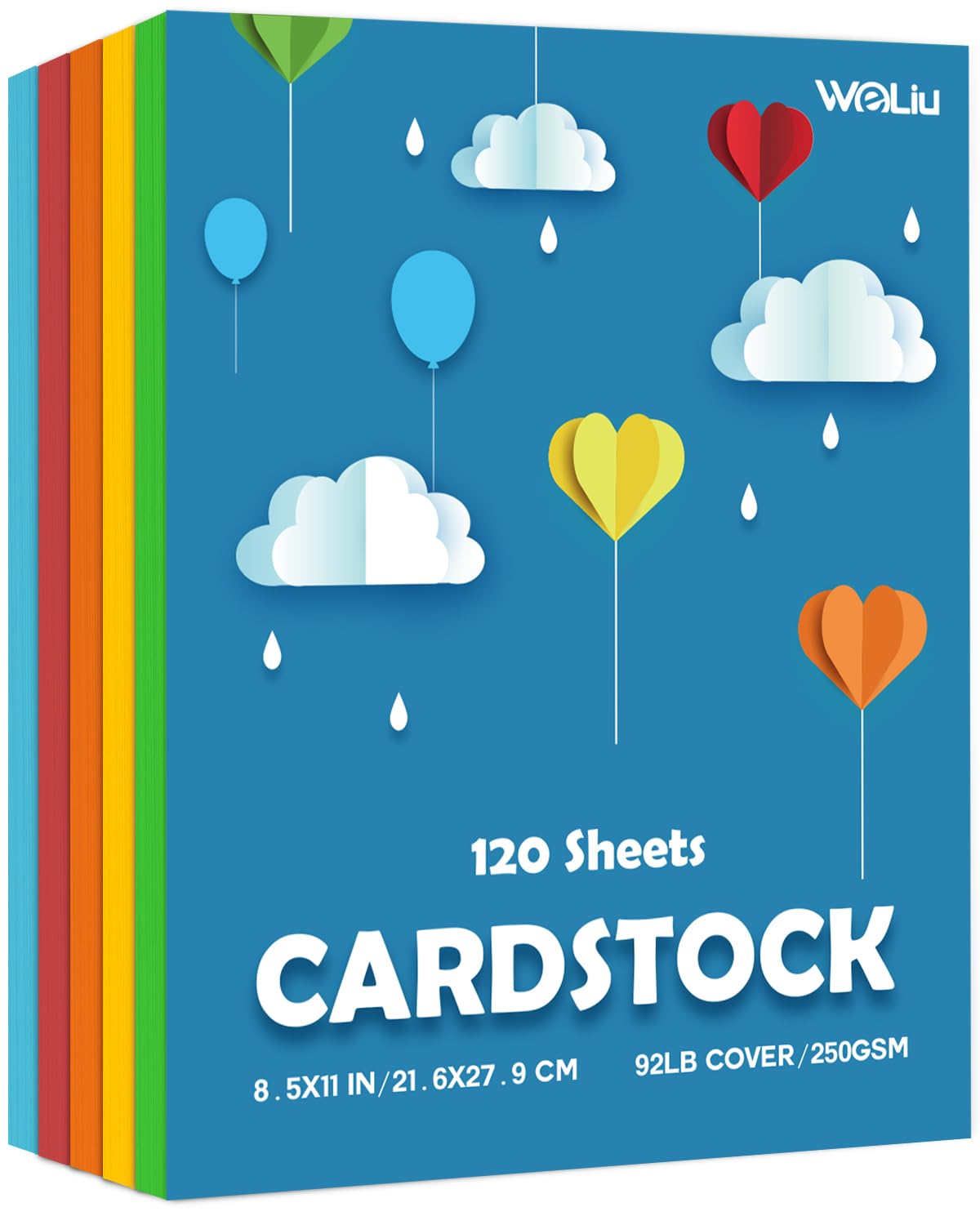 Premium 8.5x11 Inch Colored Cardstock Paper - 5 Vibrant Colors, 120 Sheets (92LB/250GSM) for Scrapbooking, DIY Crafts, Greeting Cards, Invitations & Home Decor Projects