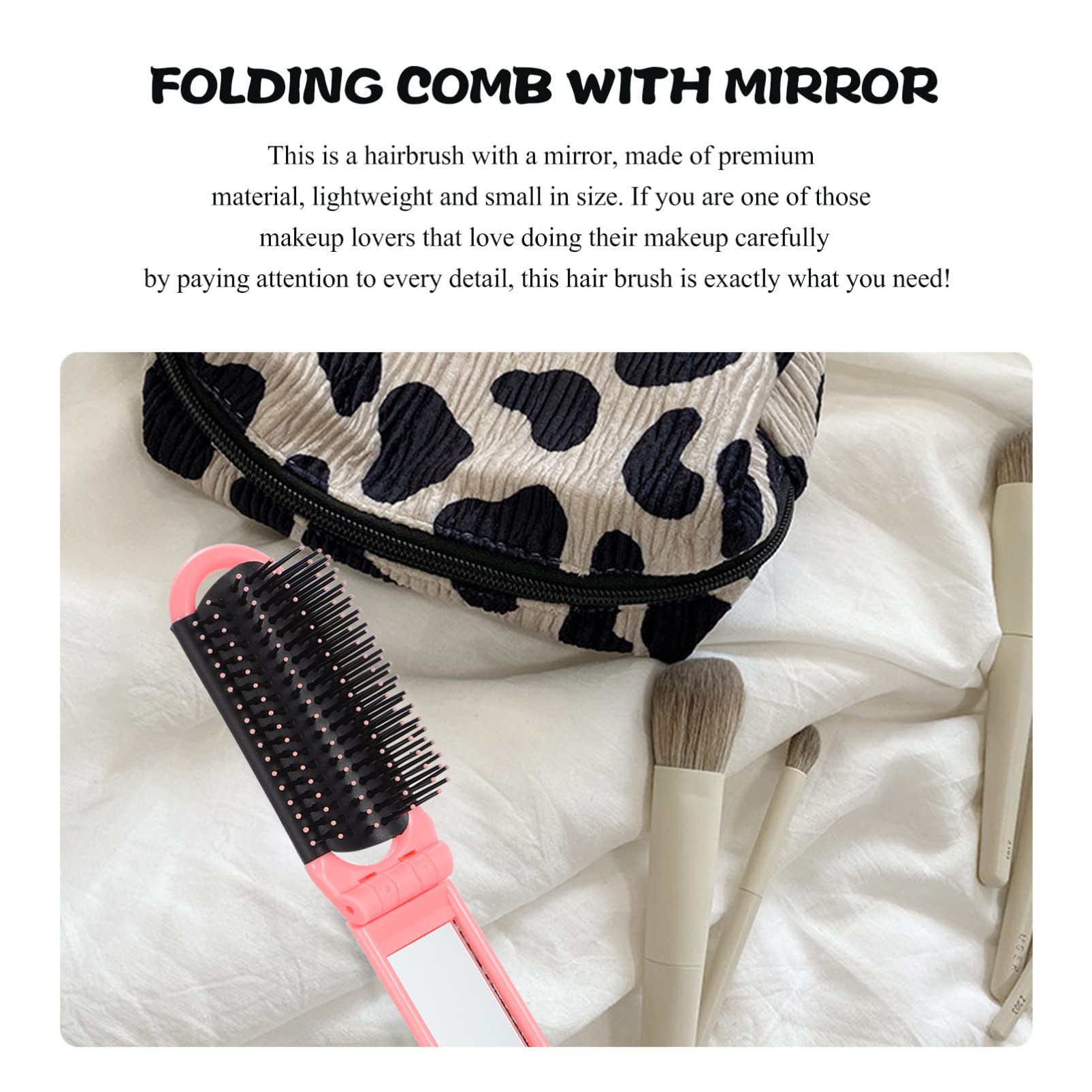 Men's Folding Hair Brush with Mirror - 6pcs Compact Travel Brush for Gym, Car & Purse