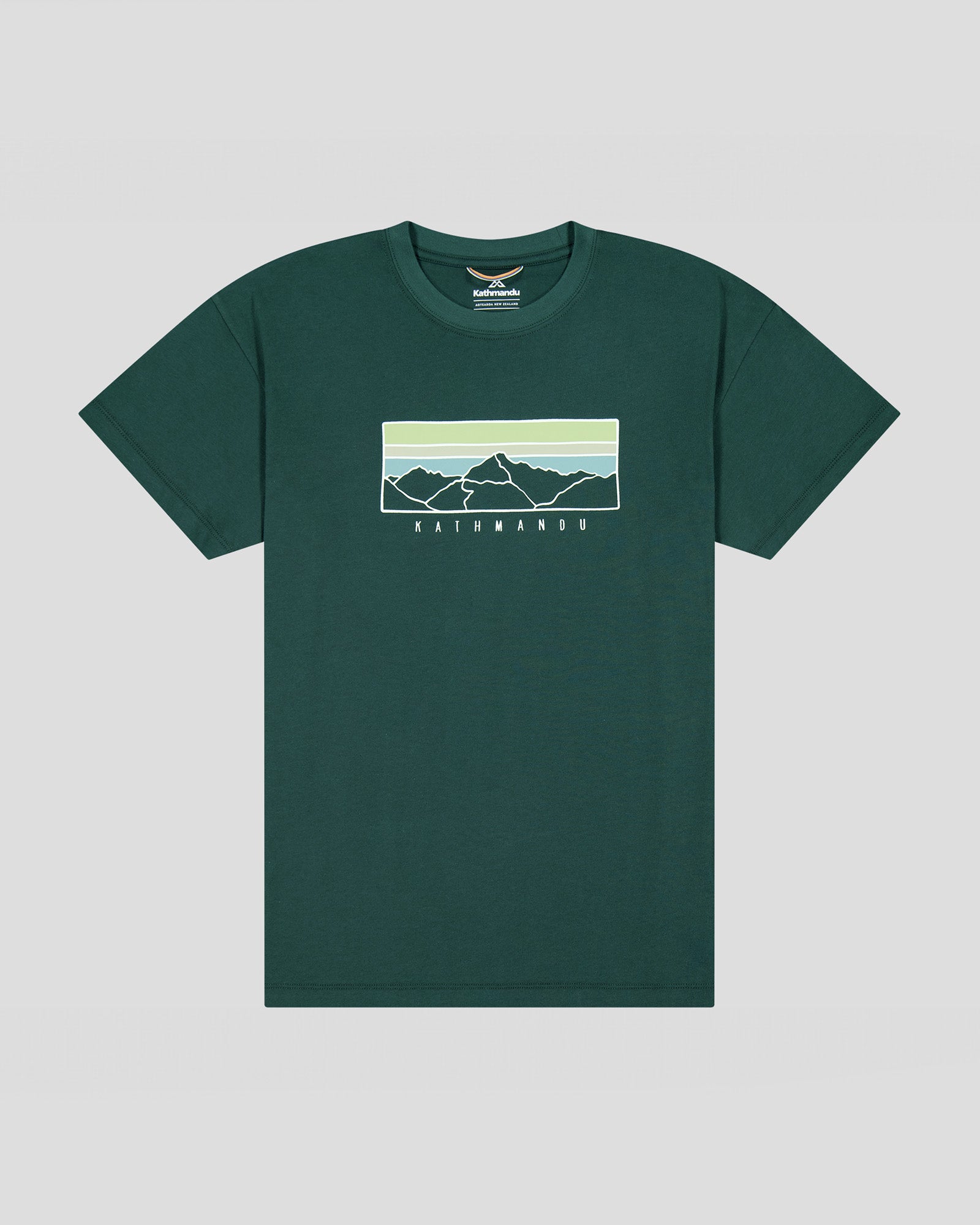 Women's Mountain Sunset Organic Cotton T-Shirt - Deep Forest Green - Eco-Friendly Casual Tee for Hiking, Travel & Outdoor Adventures