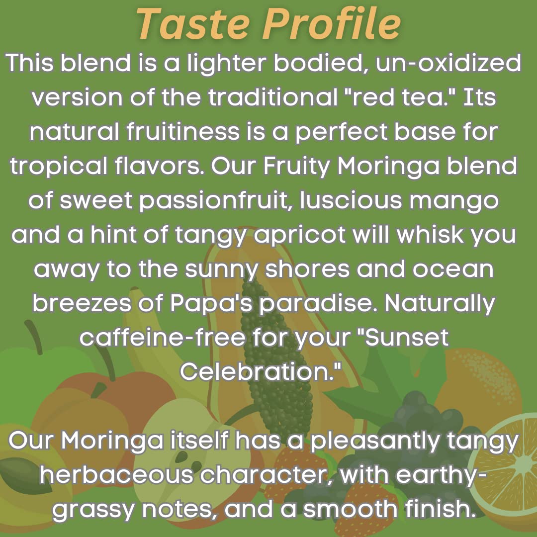 Organic Fruity Moringa Superfood Tea - Antioxidant Rich Vitamin Infused Herbal Supplement for Energy & Immunity (Hot or Iced Tea for Morning Boost & Wellness Routine)