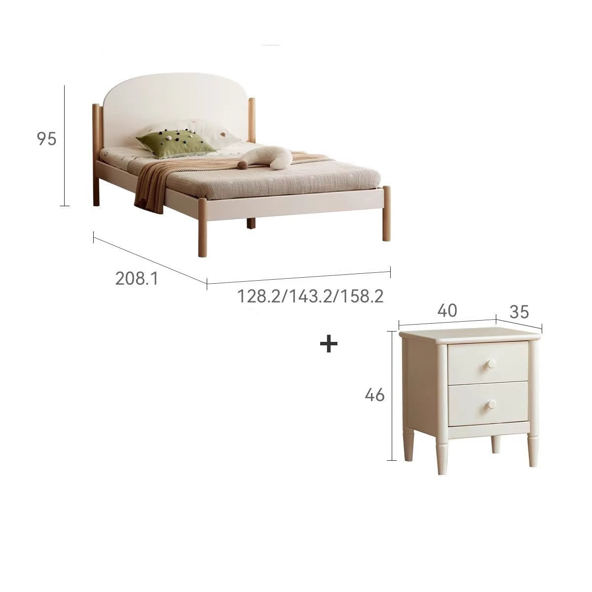 Solid Wood Poplar Kids Bed for Boys & Girls - Durable & Safe Children's Bedroom Furniture for Toddler to Teen Years