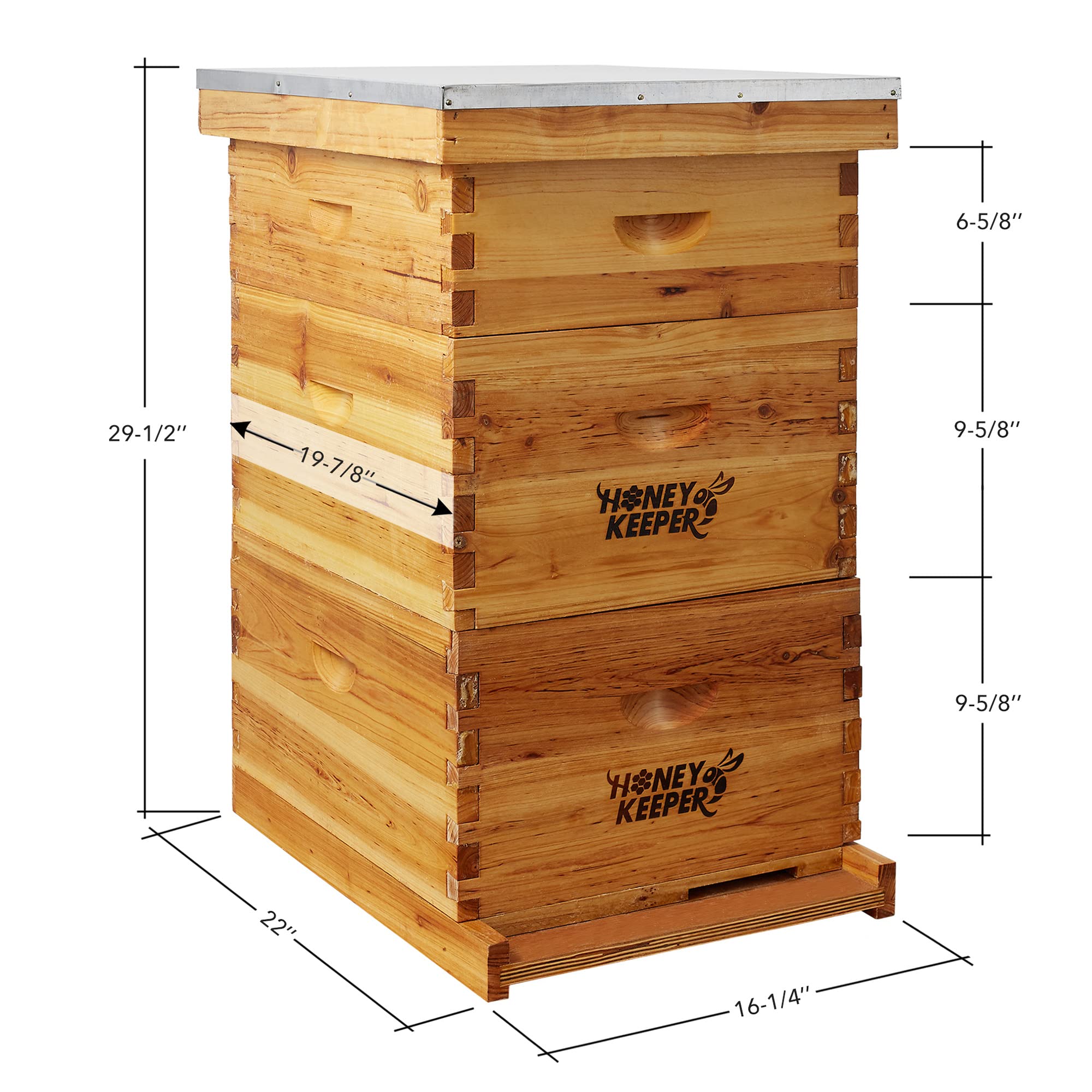 10 Frame Langstroth Beehive Box Kit - 100% Beeswax Coated Deep & Medium Wooden Frames with Waxed Foundations - Complete Beekeeping Starter Set for Honey Production & Pollinator Gardens