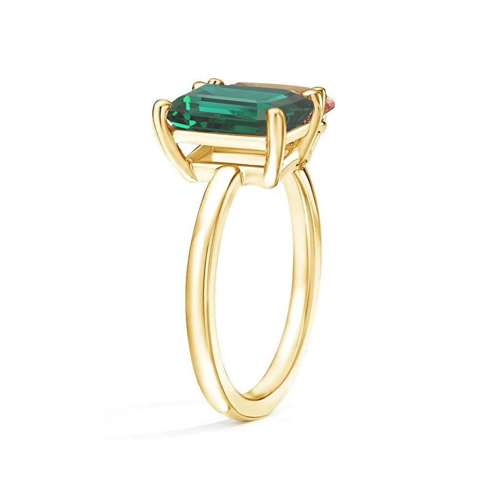 Toi et Moi Personalized Emerald Birthstone Ring - Custom Anniversary Jewelry for Couples, Women's Birthstone Engagement Ring - Perfect for Valentine's Day, Wedding Proposal & Romantic Gifts
