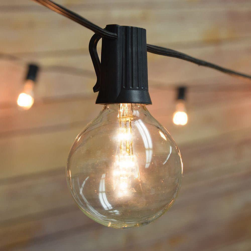 12 FT Shatterproof LED Outdoor Patio String Lights - 10 Socket E12 C7 Base, Black Cord, G50-2 Inch (0.5 Watt) - Perfect for Backyard, Garden, Wedding & Party Decor by PaperLanternStore.com