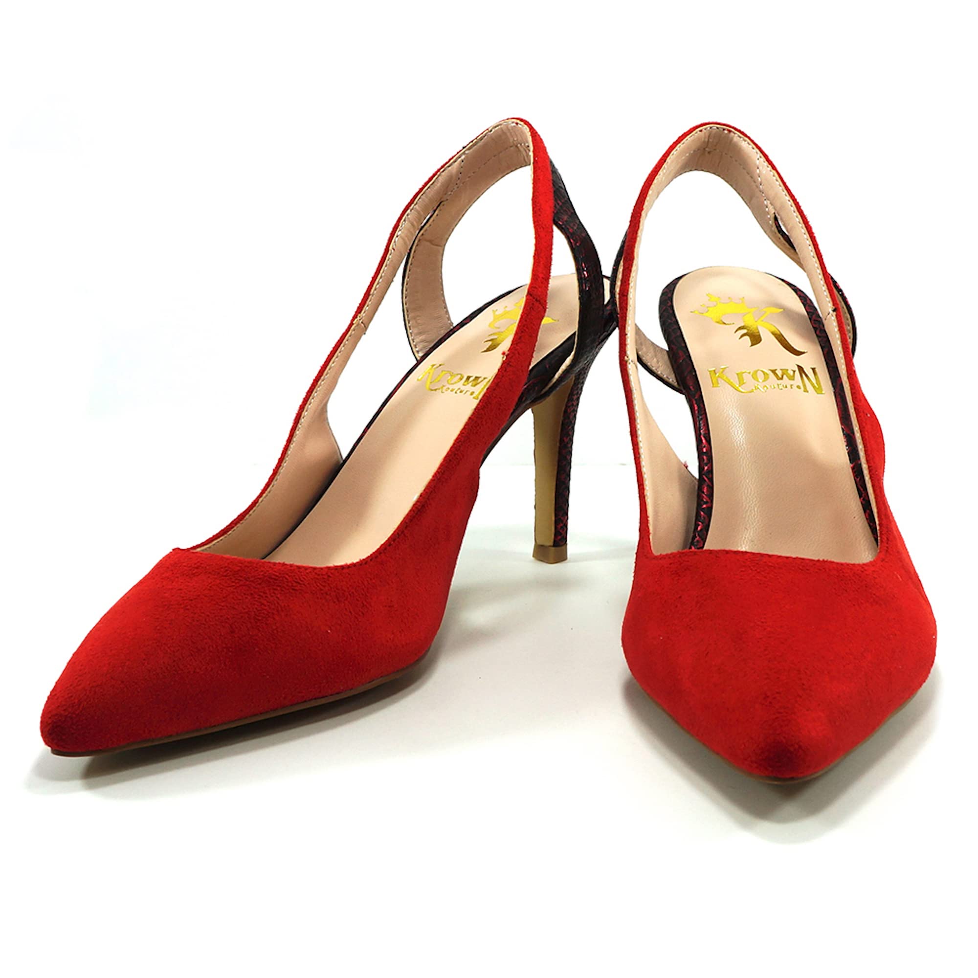 **Harper Pumps - Women's Red & Black Pointed Toe High Heels for Work, Party & Evening Wear | Comfortable & Stylish Dress Shoes**