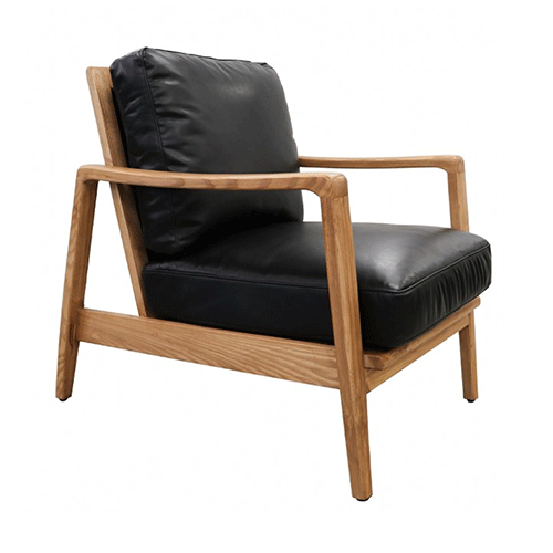 Premium Cabana Bucket Back Leather Chair in Black & Natural - Perfect for Patio, Lounge & Outdoor Relaxation
