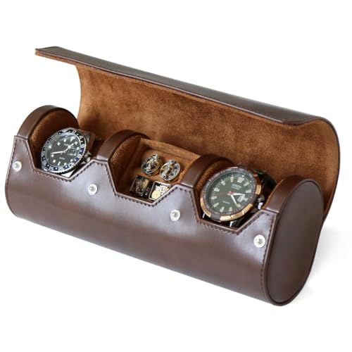 Dark Brown 2 Slot Watch and 1 Slot Cufflink box