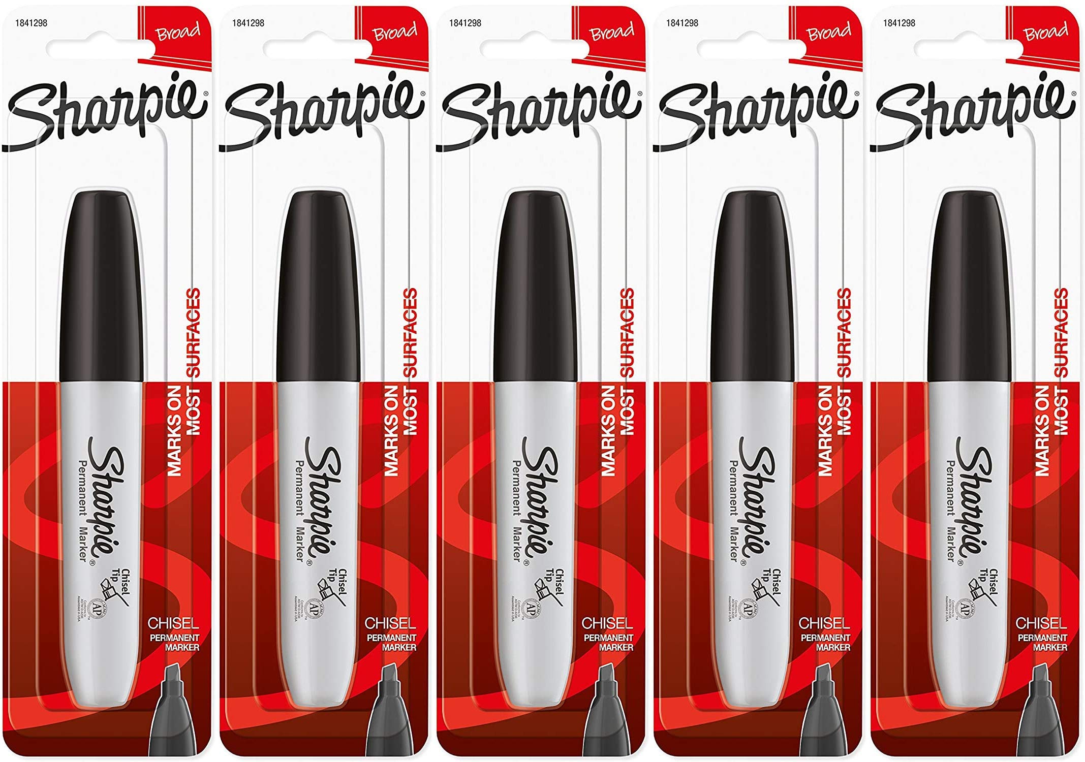 5-Pack Permanent Markers (1841298) - Bold & Long-Lasting Ink for Office, School & DIY Projects
