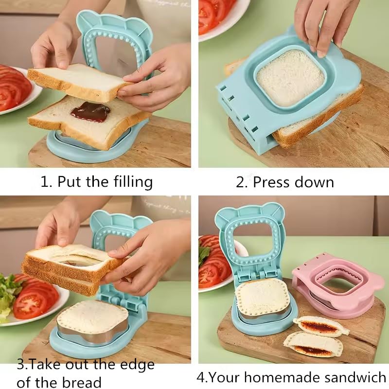 Sandwich Cutter and Sealer - Uncrustables Sandwich Maker for Easy Kids Lunch Prep | Square Sandwich Cutter for Breakfast & School Lunches (Light Blue) | Perfect for Meal Prep, Picnics & On-the-Go Snacks