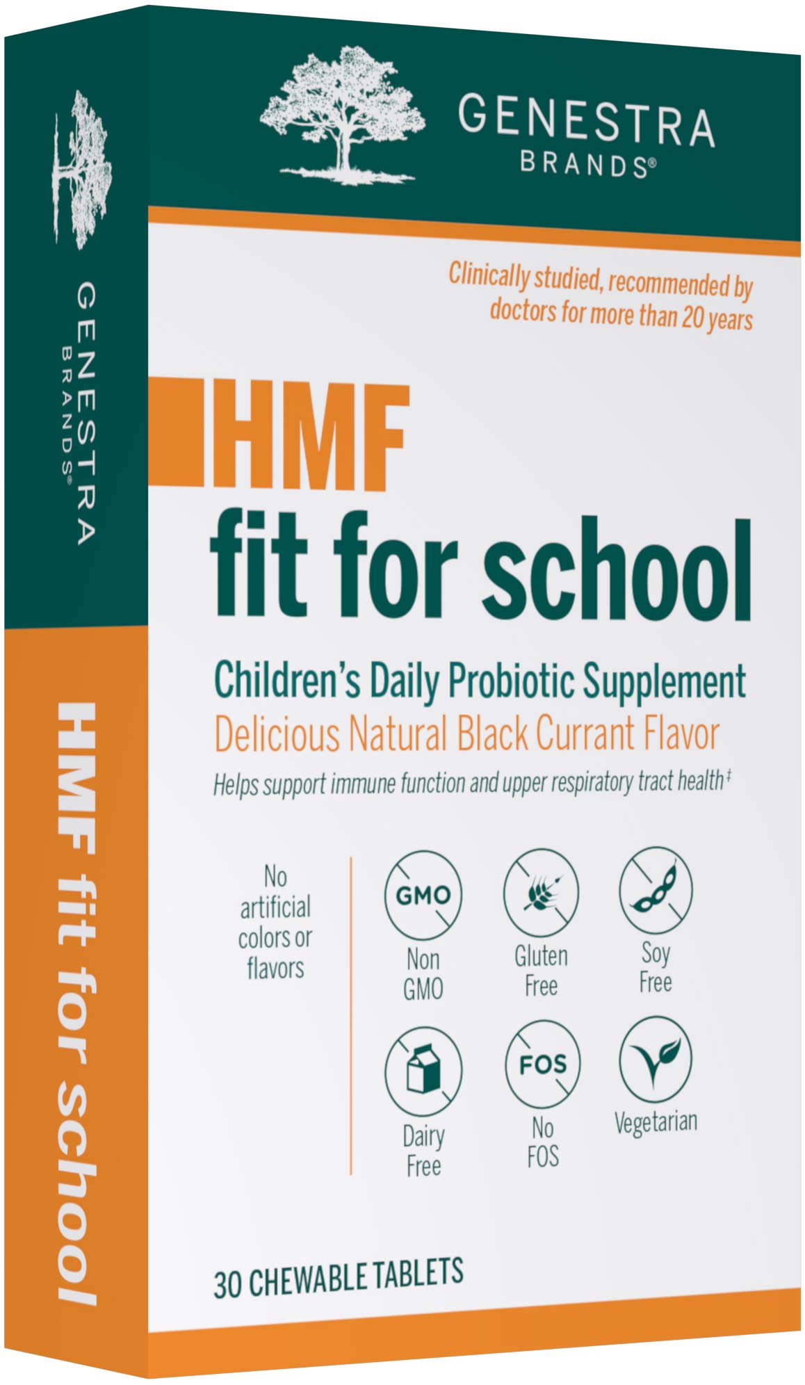Genestra HMF Fit for School Kids Immune Support Chewable Tablets - 30 Count, Natural Blackcurrant Flavor | Boosts Immunity for School-Aged Children | Supports Healthy Digestion & Immune System During Cold Season