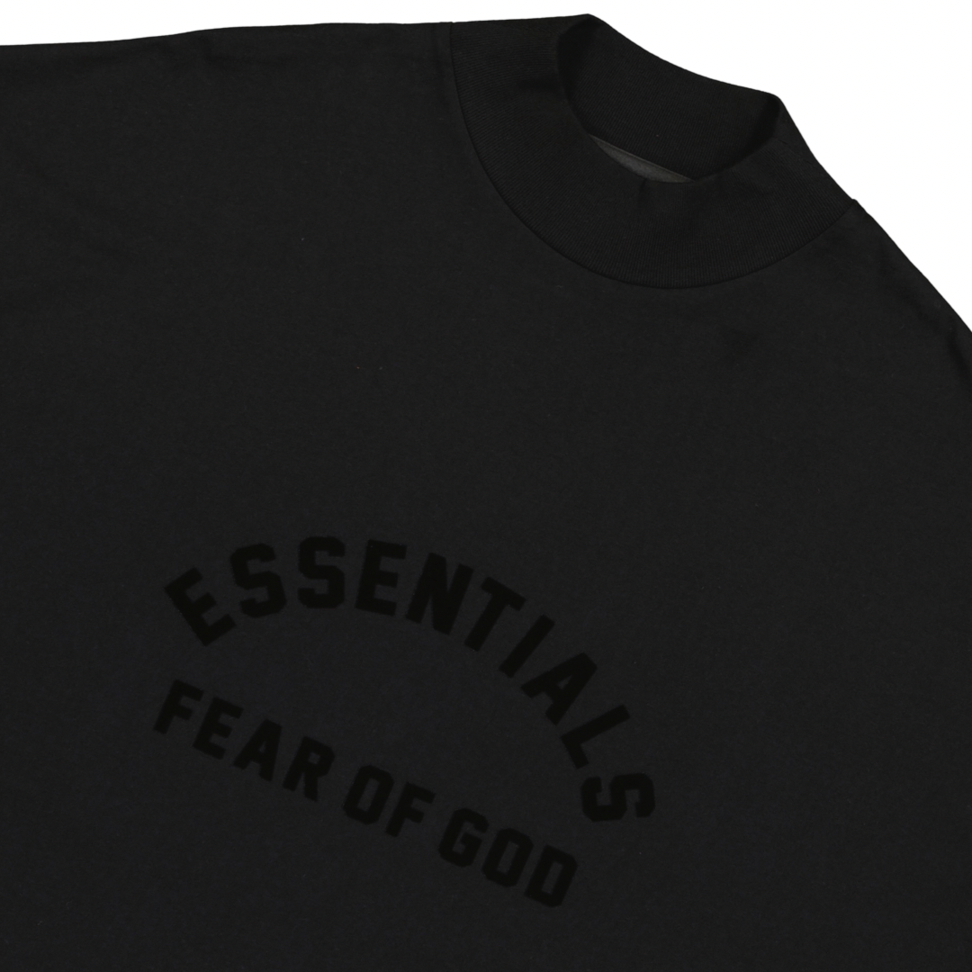 Fear of God Essentials Jet Black T-Shirt for Men - Premium Cotton Crewneck Tee for Casual Wear & Street Style Outfits