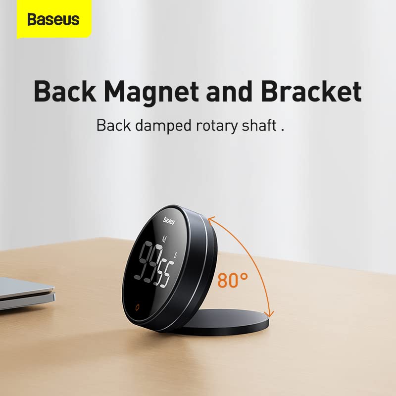 Baseus Heyo Pro Digital Countdown Timer - Rotating LCD Display Kitchen Timer with Alarm, Perfect for Cooking, Baking, Workouts & Office Tasks (Black)