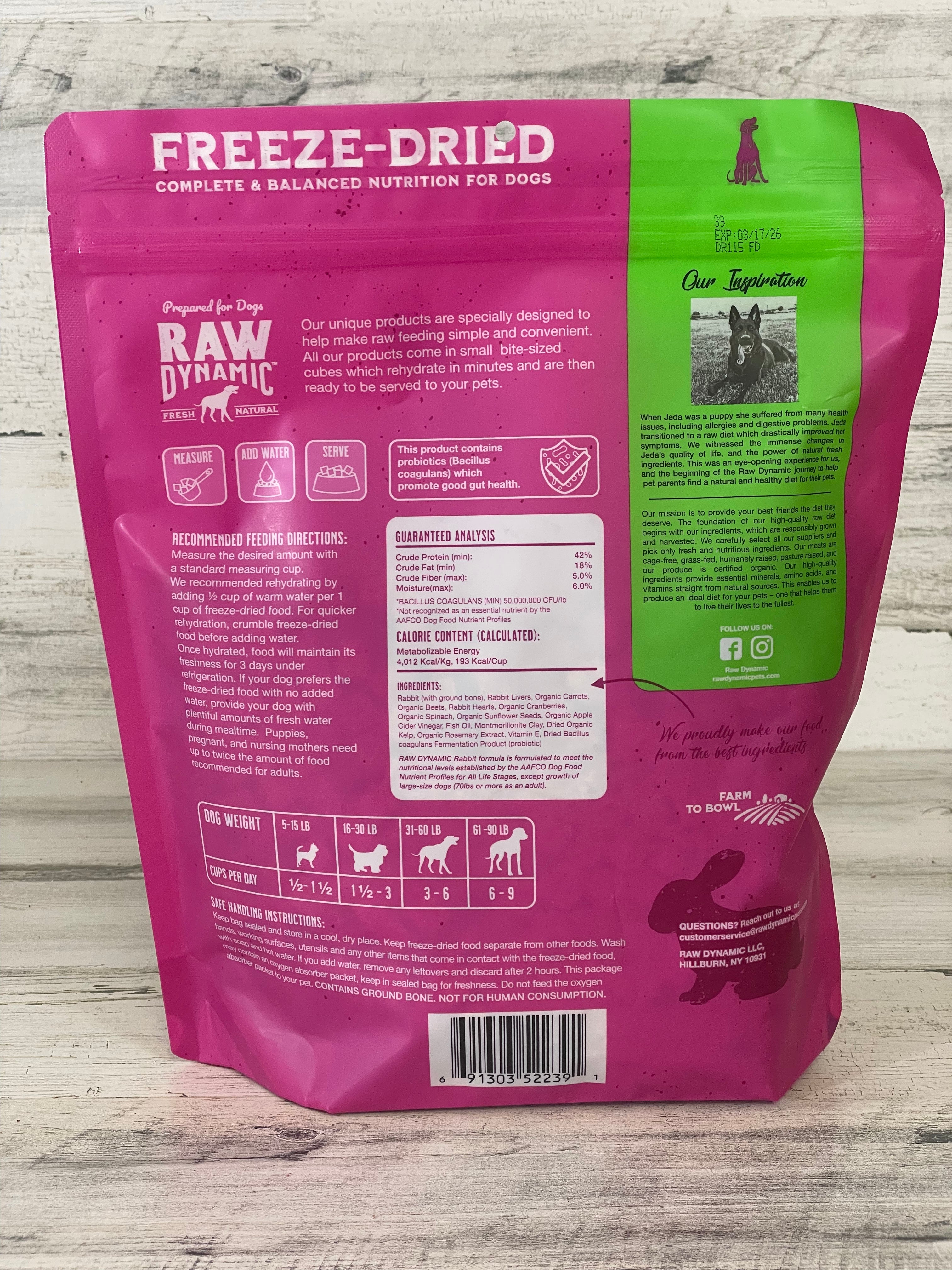Premium Freeze Dried Rabbit Treats for Dogs & Cats - 14oz | All-Natural, High-Protein Pet Snacks | Perfect for Training, Rewards & Sensitive Stomachs