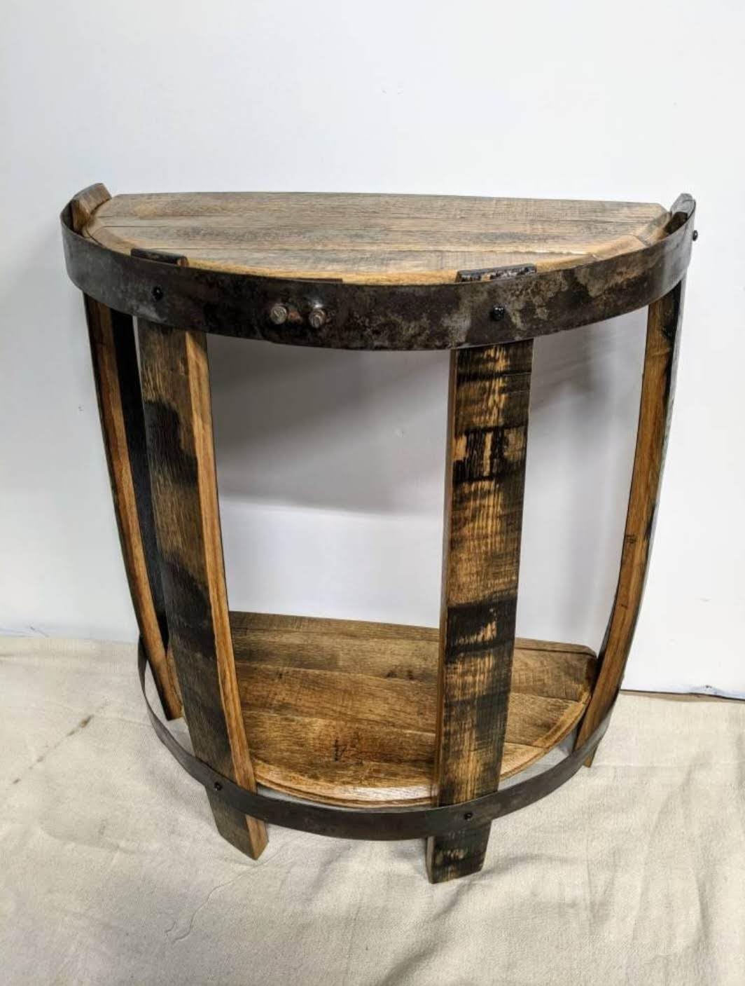 Half Round Bourbon Barrel Side Table 25