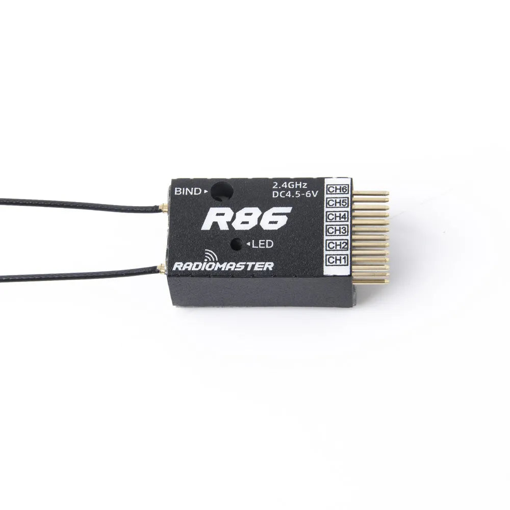 RadioMaster R86 2.4GHz 6CH Long Range Nano Receiver (Over 1KM) - PWM, FrSky D8 Compatible, RSSI Support for RC Drones, FPV Racing & DIY Quadcopters