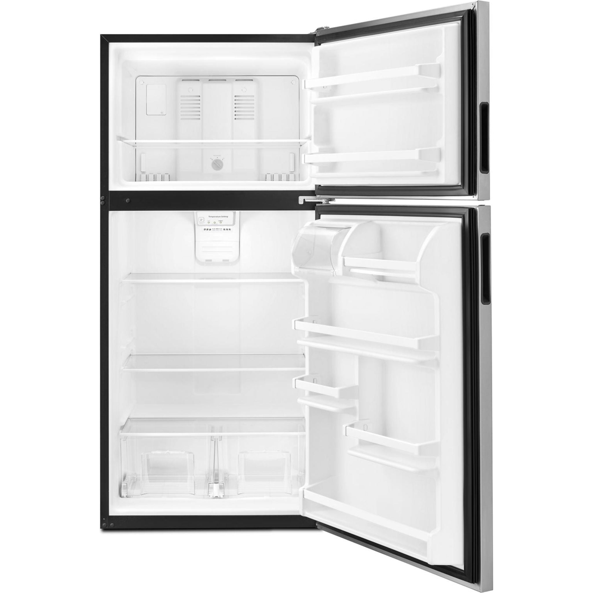 Amana 18 Cu. Ft. Top Freezer Refrigerator (ART318FFDS) - Stainless Steel, Energy Star Certified for Efficient Cooling - Perfect for Kitchens, Apartments, and Small Spaces