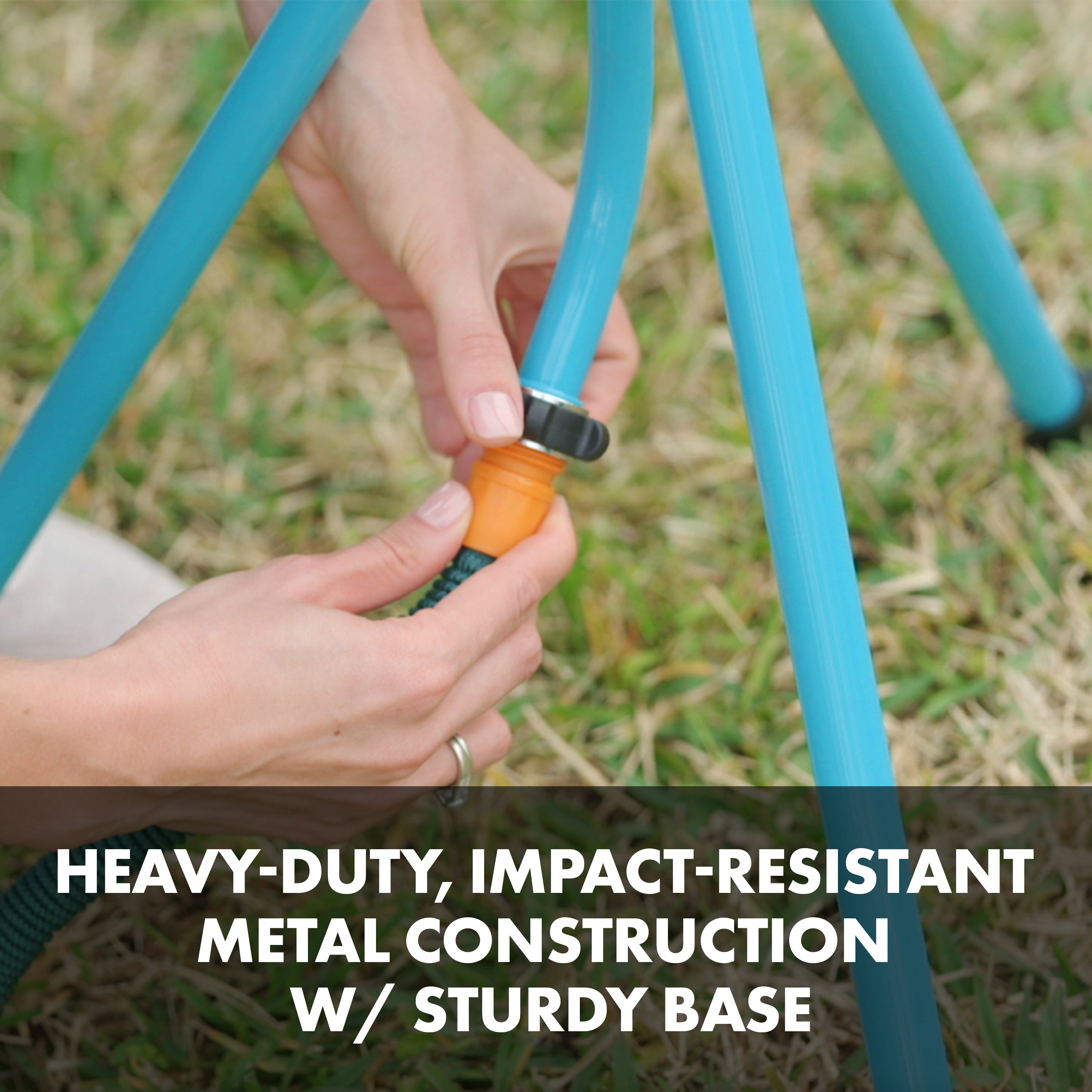 Aqua Joe AJ 6PSTB XL Heavy-Duty 360° Telescoping Sprinkler & Mister with Metal Tripod Base | 6 Adjustable Spray Patterns | 4900 Sq Ft Coverage | Perfect for Large Lawns, Gardens & Outdoor Cooling
